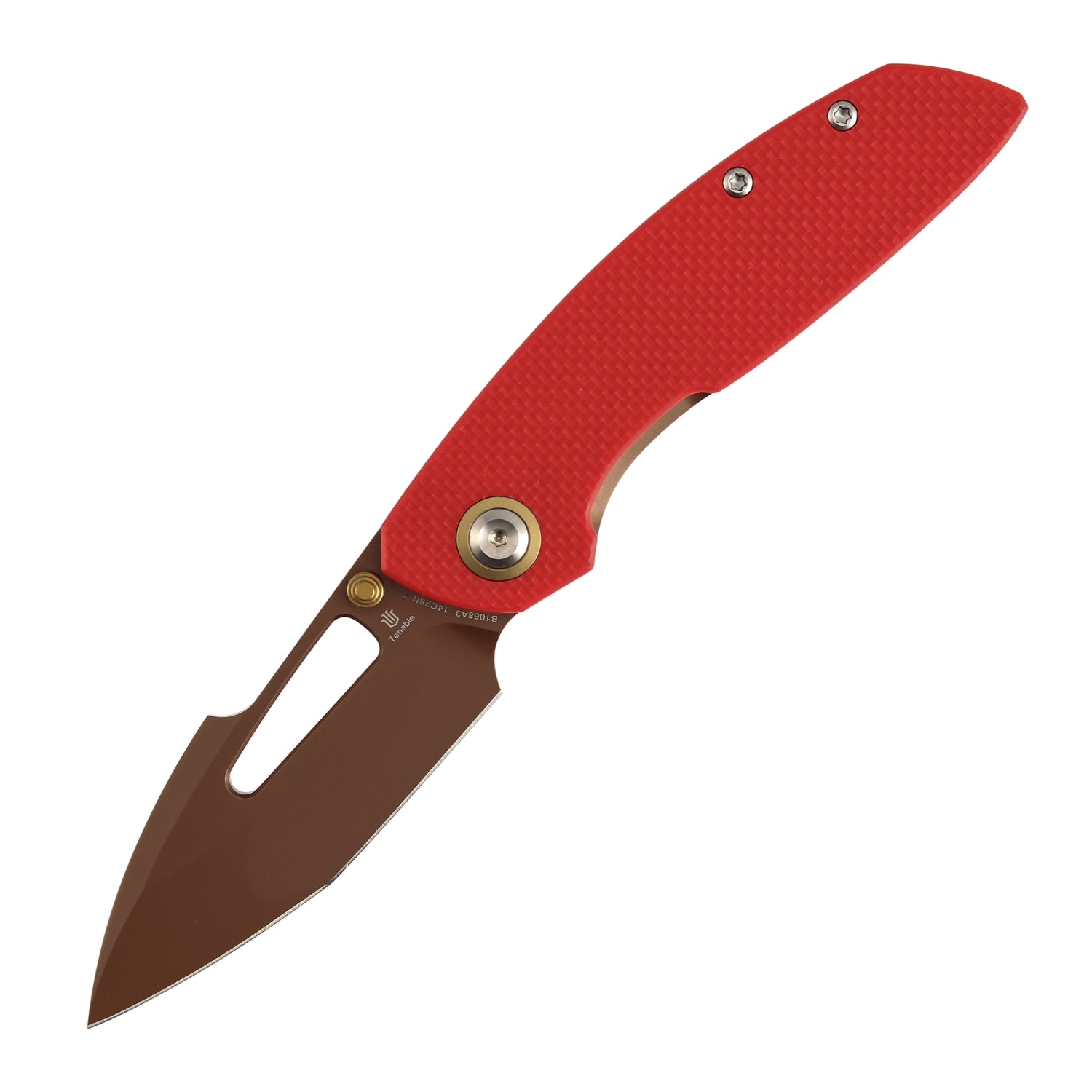 Tenable Link B1068A3 Rose Gold 14C28N Blade Red G10 Handle Liner Lock
