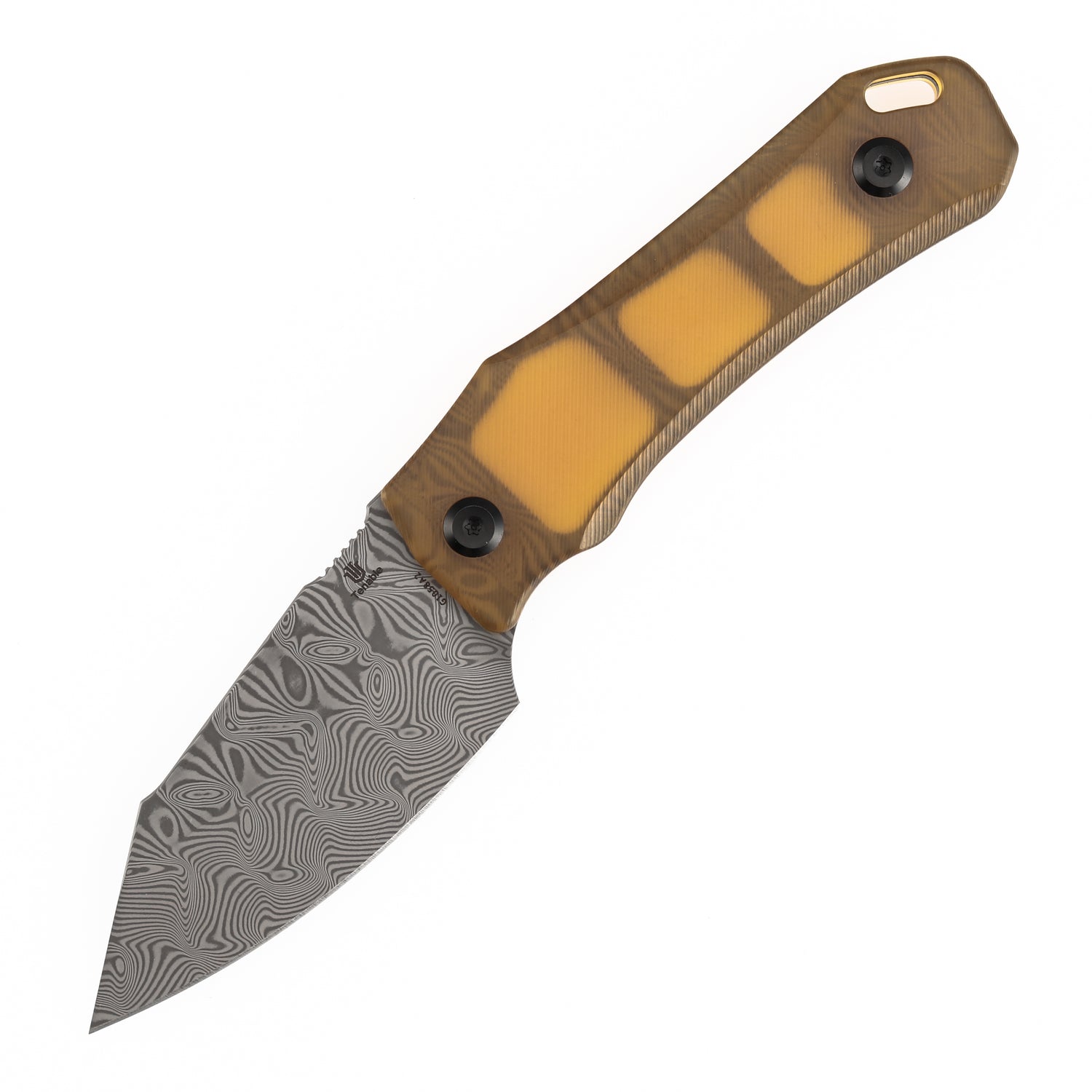 Tenable Loki G1058A2 Damascus Blade Amber PEI/Ultem Handle Fixed Blade Knife