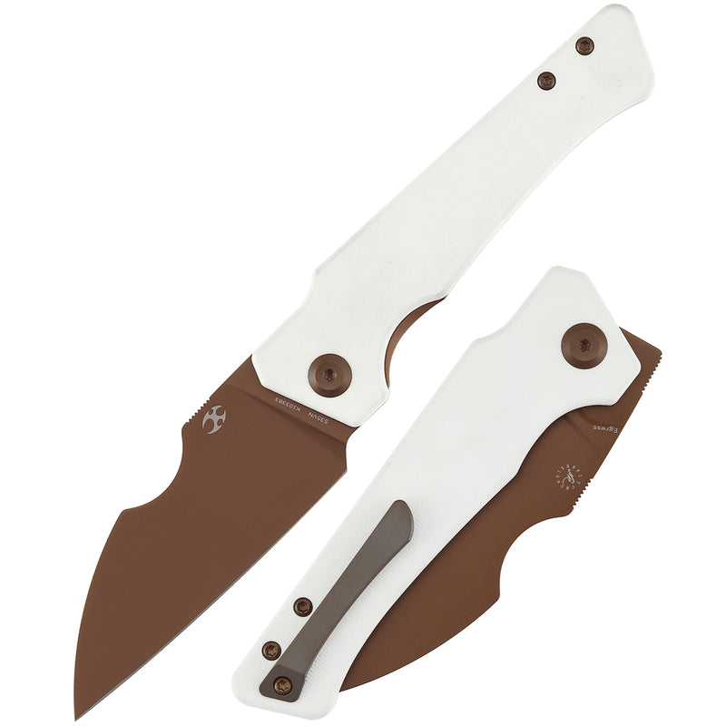 Kansept Egress K1033B3 Rose Gold Coated CPM-S35VN Blade White G10 Handle Liner Lock Folding Knife