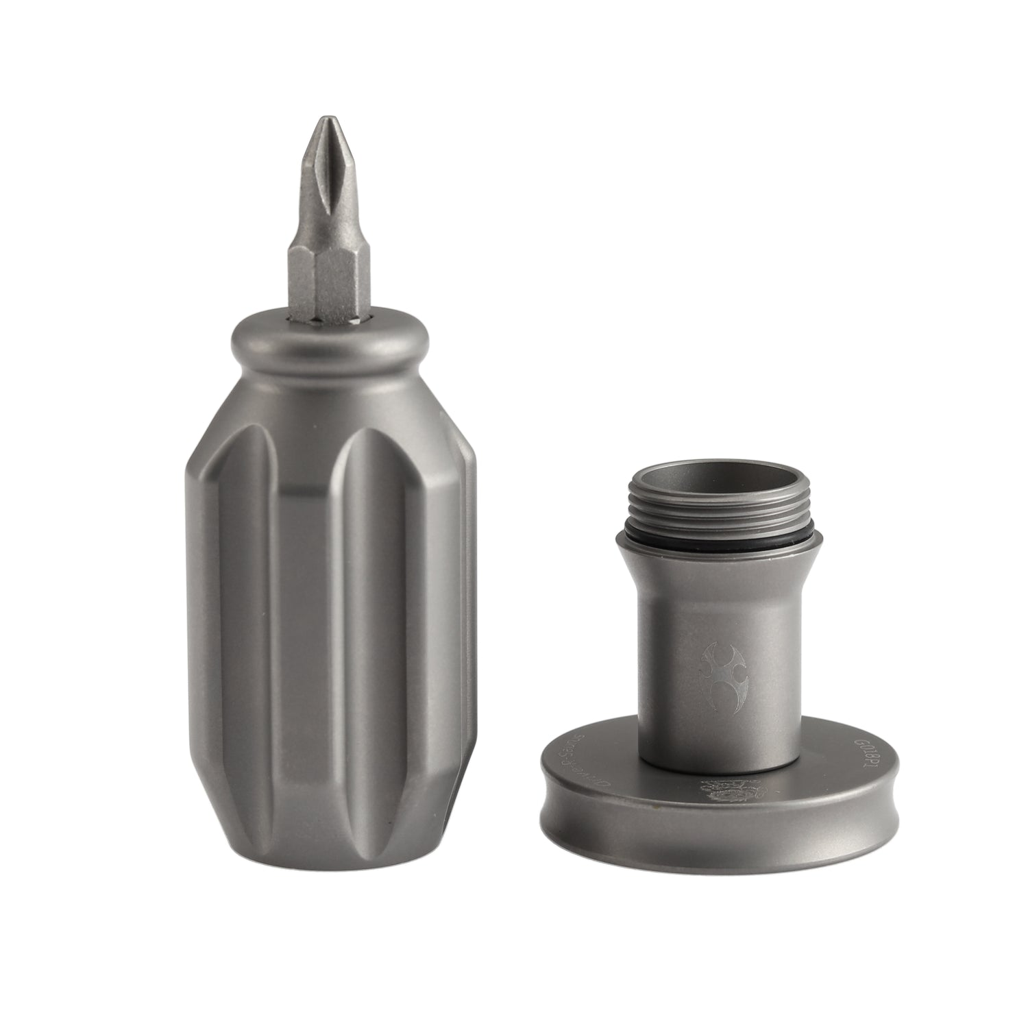 Kansept EDC Bit Driver G018P1 –Beadblasted Titanium Palm Multitool with Spinner Top