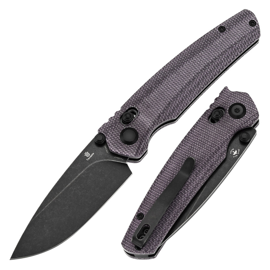 Tenable Raven T2109V7 14C28N Blade Purple Micarta Handle Cross Bar Lock Folding Knife