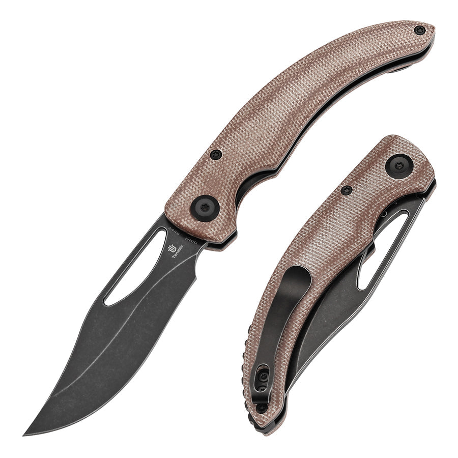 Tenable Gideon T1119A2 Blackwash Nitro-V Point Blade Brown Micarta Handle Liner Lock