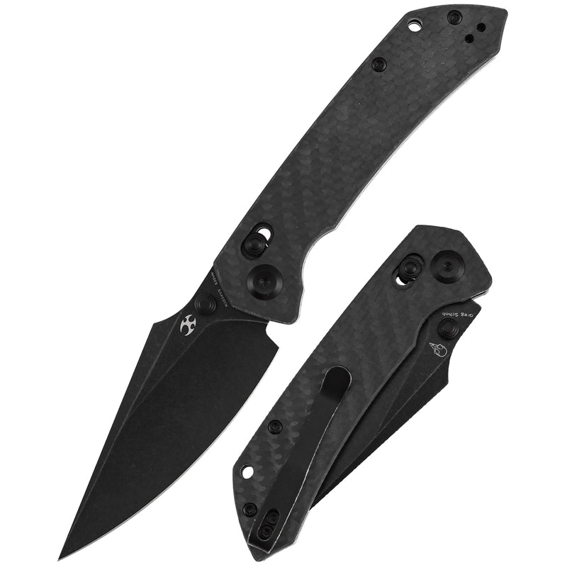 KANSEPT Fenrir K1034V5 CPM-S35VN Blade Twill Cabrbon Fiber Handle Crossbar Lock Knife