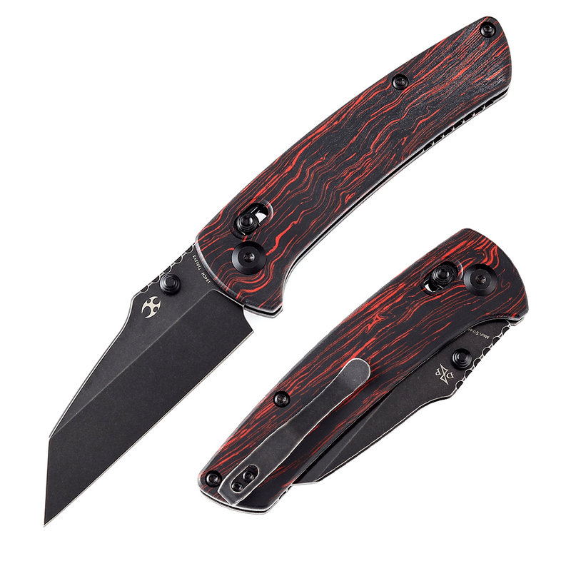 Kansept Main Street T1015V5 154CM Blade Black and Red G-Mascus Handle Crossbar Lock Folding Knife