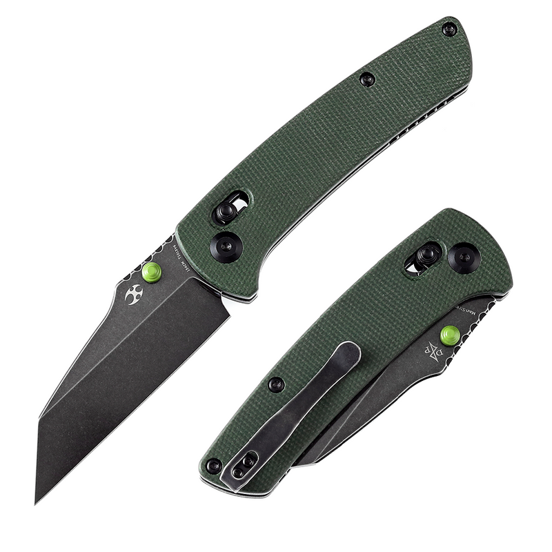 Kansept Main Street T1015V6 154CM Blade Green Micarta Handle Crossbar Lock Folding Knife