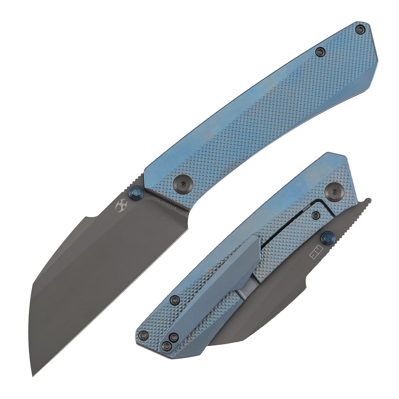 Kansept Contra K1139A3 CPM-S90V Blade Blue Anodized Titanium Handle Frame Lock Folding Knife