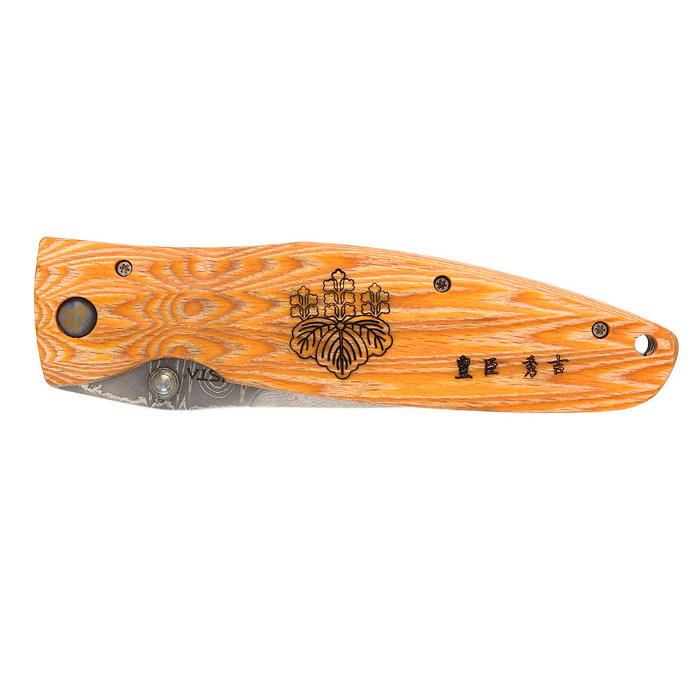 Mcusta MC-0182D Sengoku Tokugawa Ieyasu Samurai VG-10 Core Damascus Red Pakkawood 4.75" Folding Pocket Knife Liner Lock
