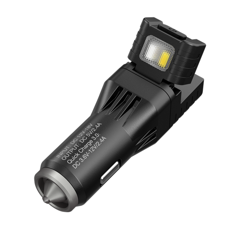 NITECORE VCL10 QC 3.0 USB Car Charger with White & Red Flashlight