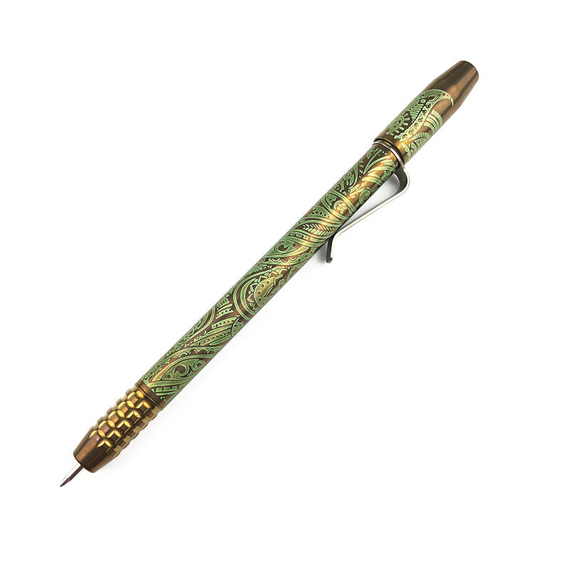 Ti2 Design TechLiner Shorty Titanium Pen Custom Anodized Bronze Green Long