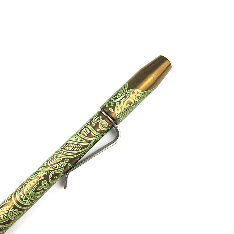 Ti2 Design TechLiner Shorty Titanium Pen Custom Anodized Bronze Green Short