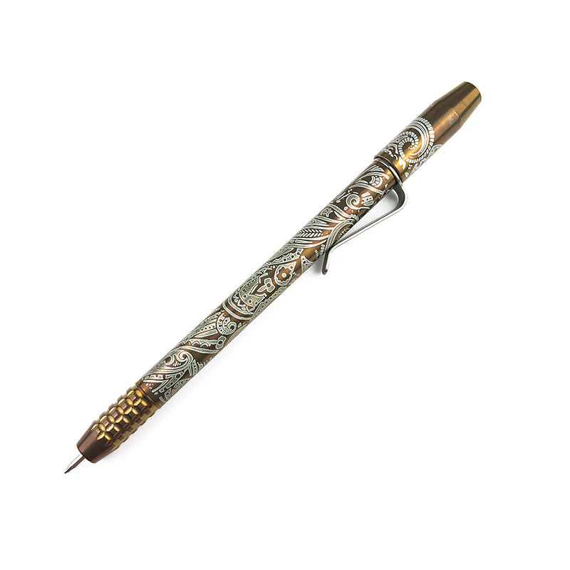 Ti2 Design TechLiner Shorty Titanium Pen Custom Anodized Bronze Green Long