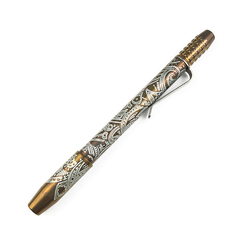 Ti2 Design TechLiner Shorty Titanium Pen Custom Anodized Bronze Green Short