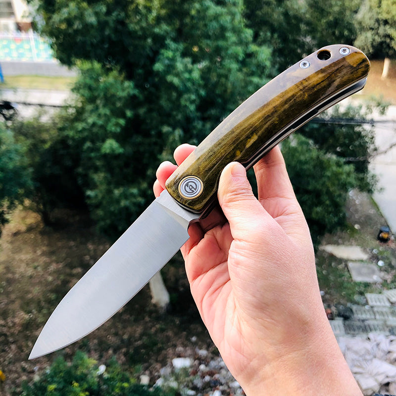 Maxace Beetle Folding Knife CPM-S90V Blade Titanium + Bone Handle