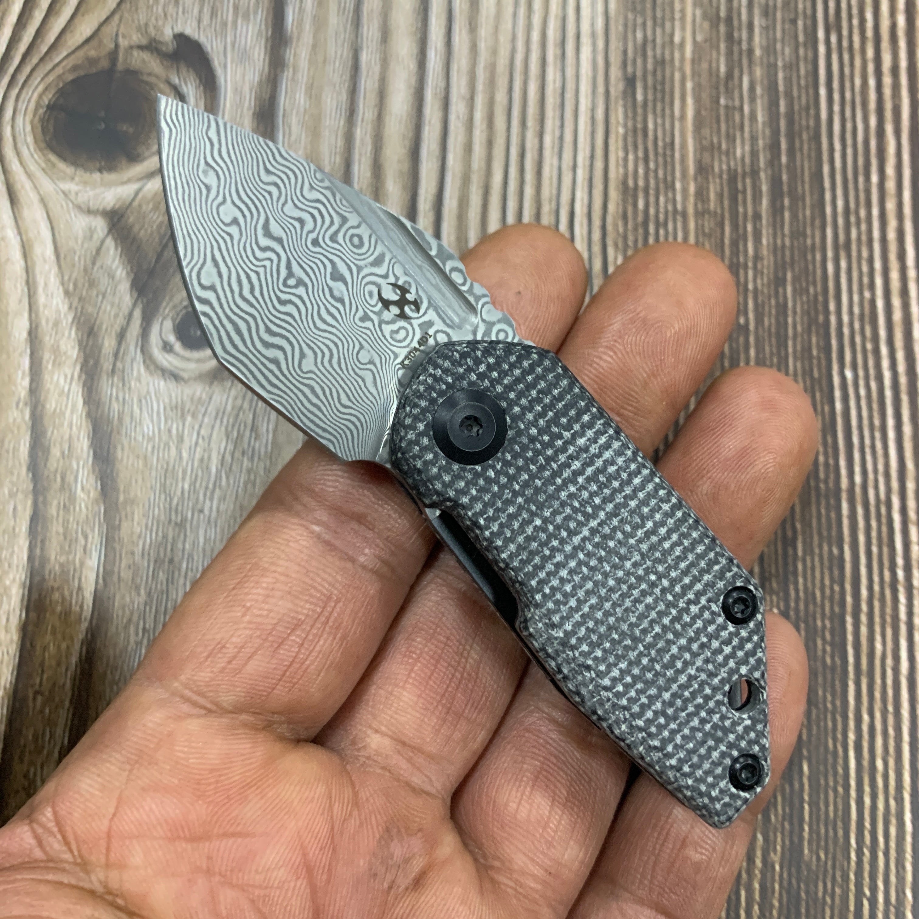 Kansept Knives RIO K3044D1 Damascus Blade Black Micarta Handle Liner Lock EDC Knife