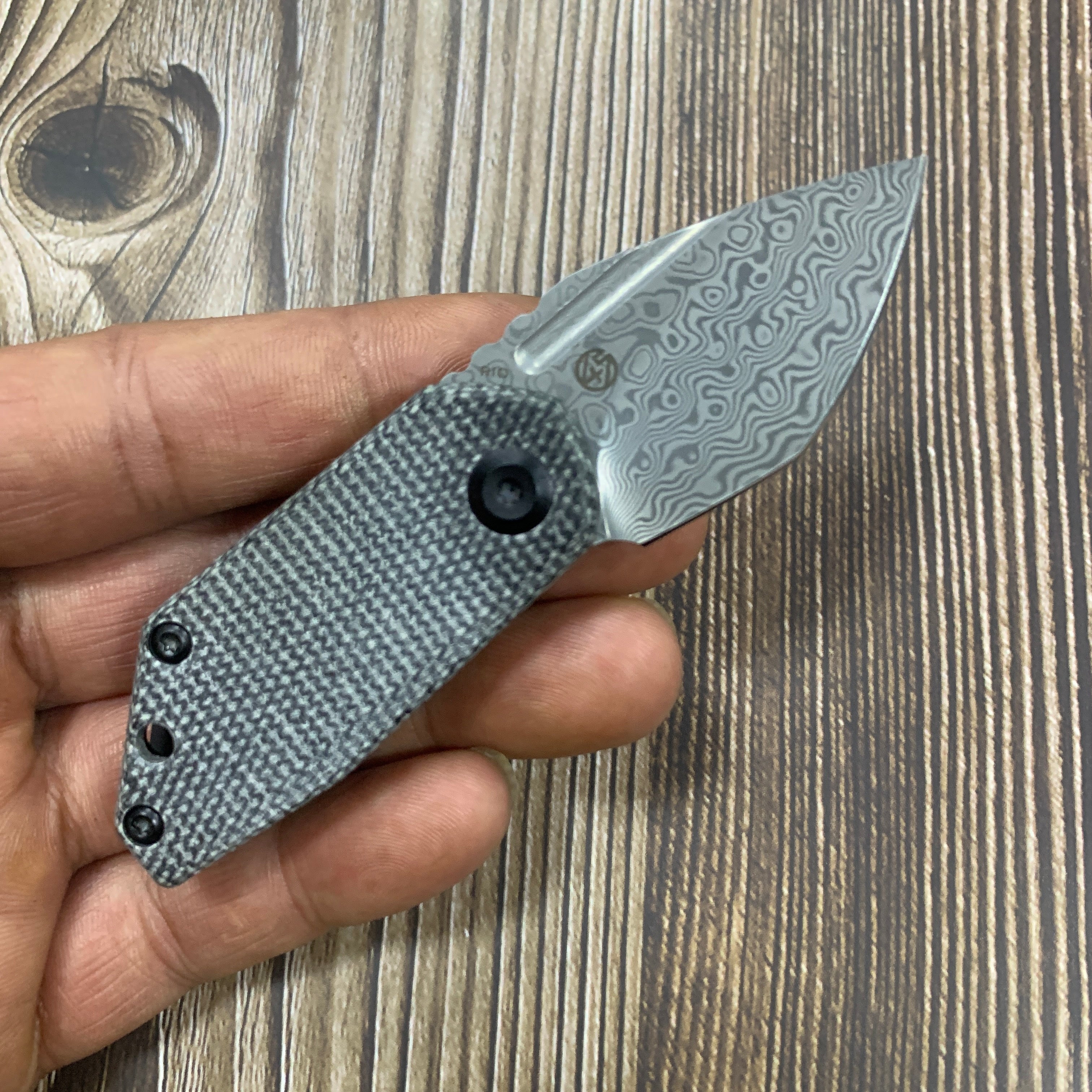 Kansept Knives RIO K3044D1 Damascus Blade Black Micarta Handle Liner Lock EDC Knife