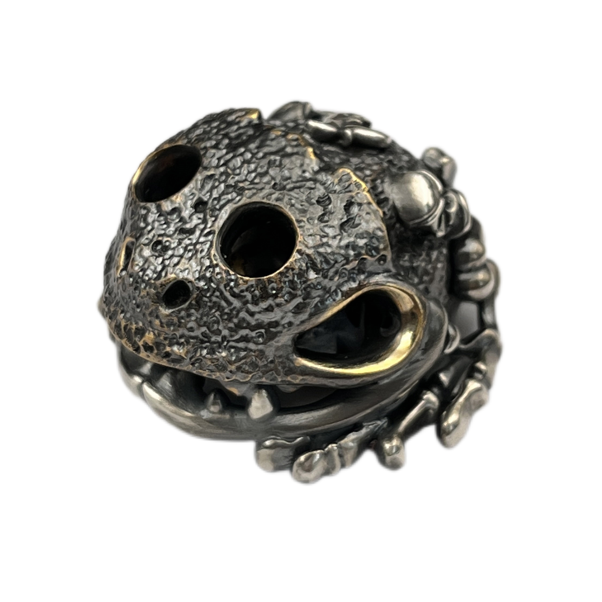 Phase objects Toad Don't Worry Stone Skull Textured silver Handmake Custom ONE OFF