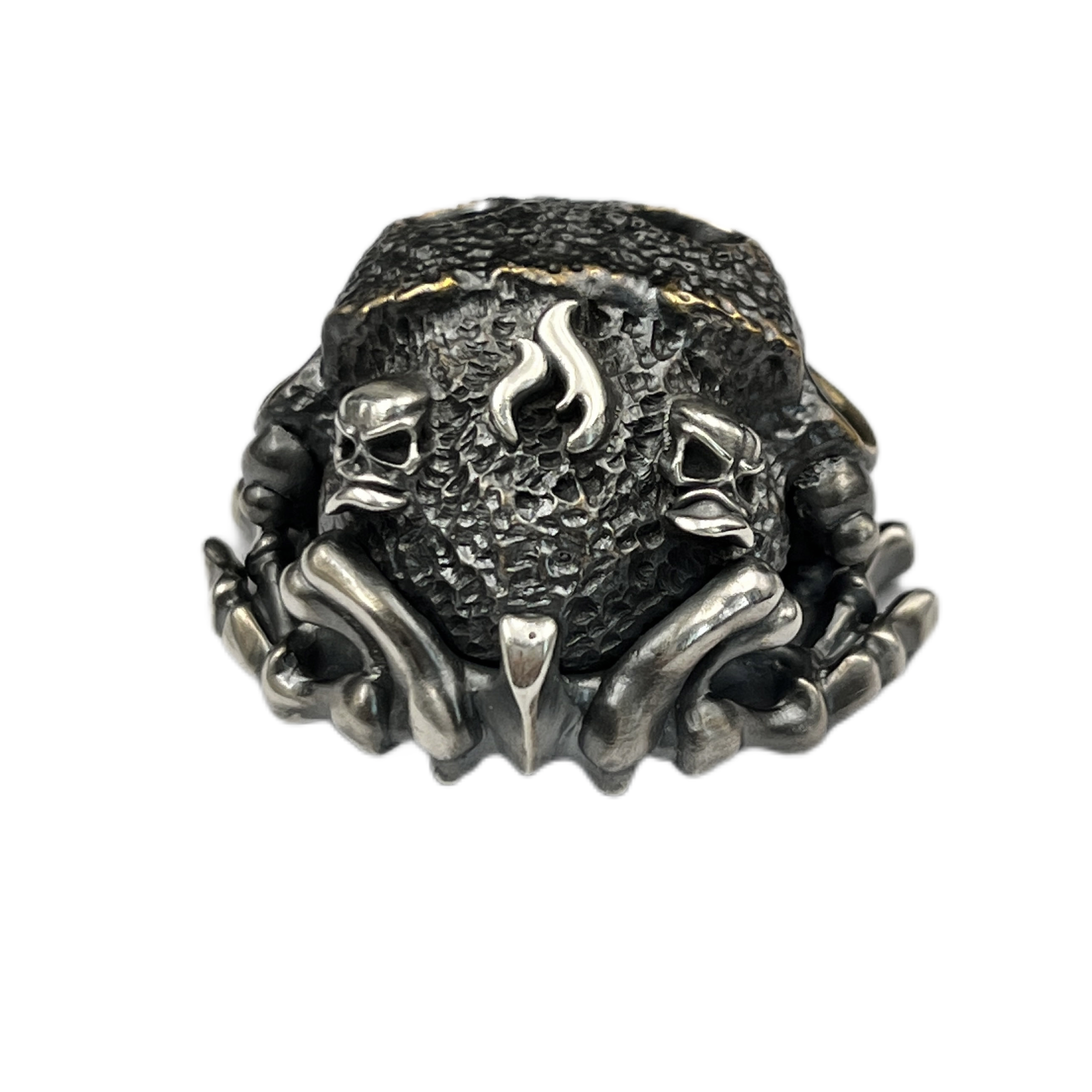Phase objects Toad Don't Worry Stone Skull Textured silver Handmake Custom ONE OFF