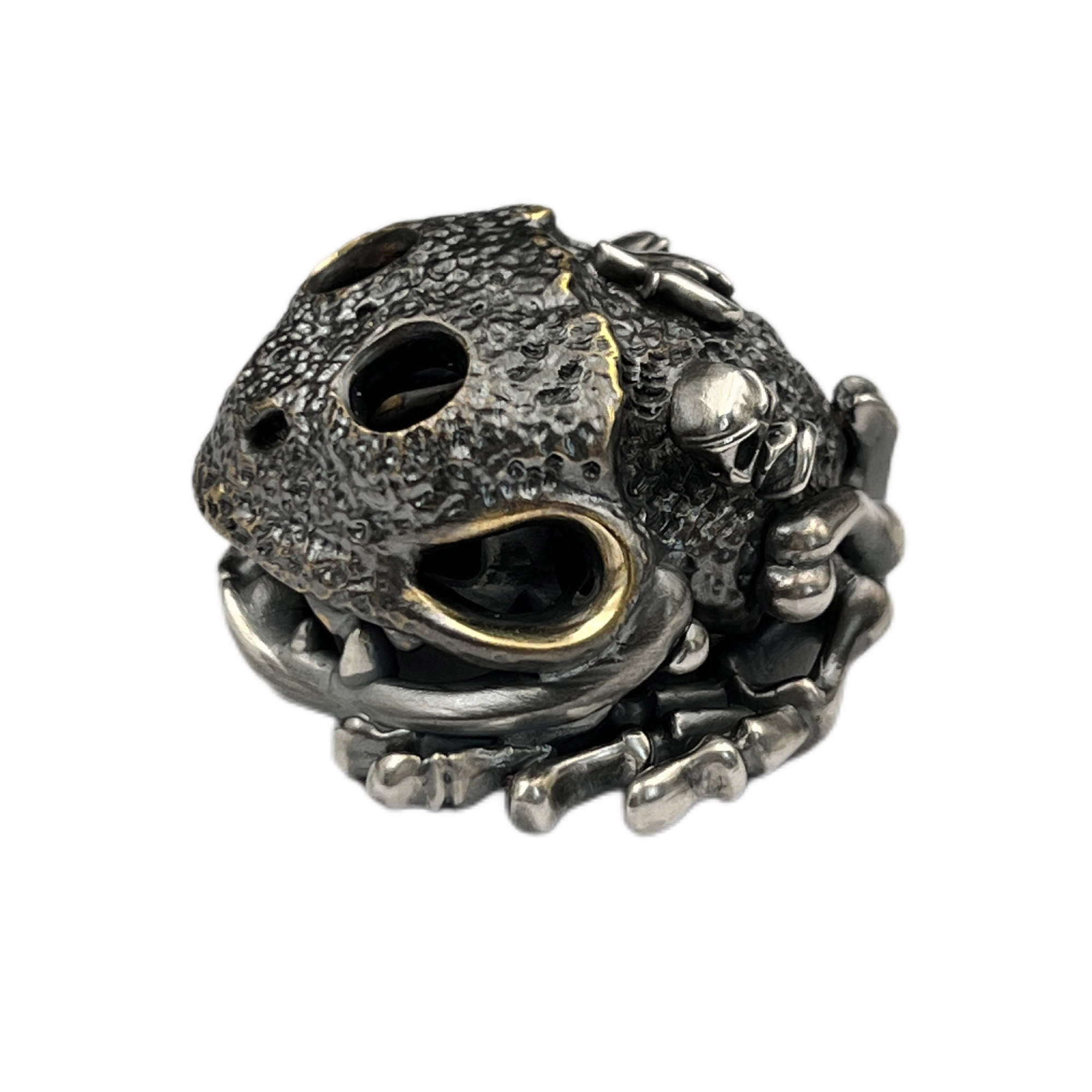 Phase objects Toad Don't Worry Stone Skull Textured silver Handmake Custom ONE OFF