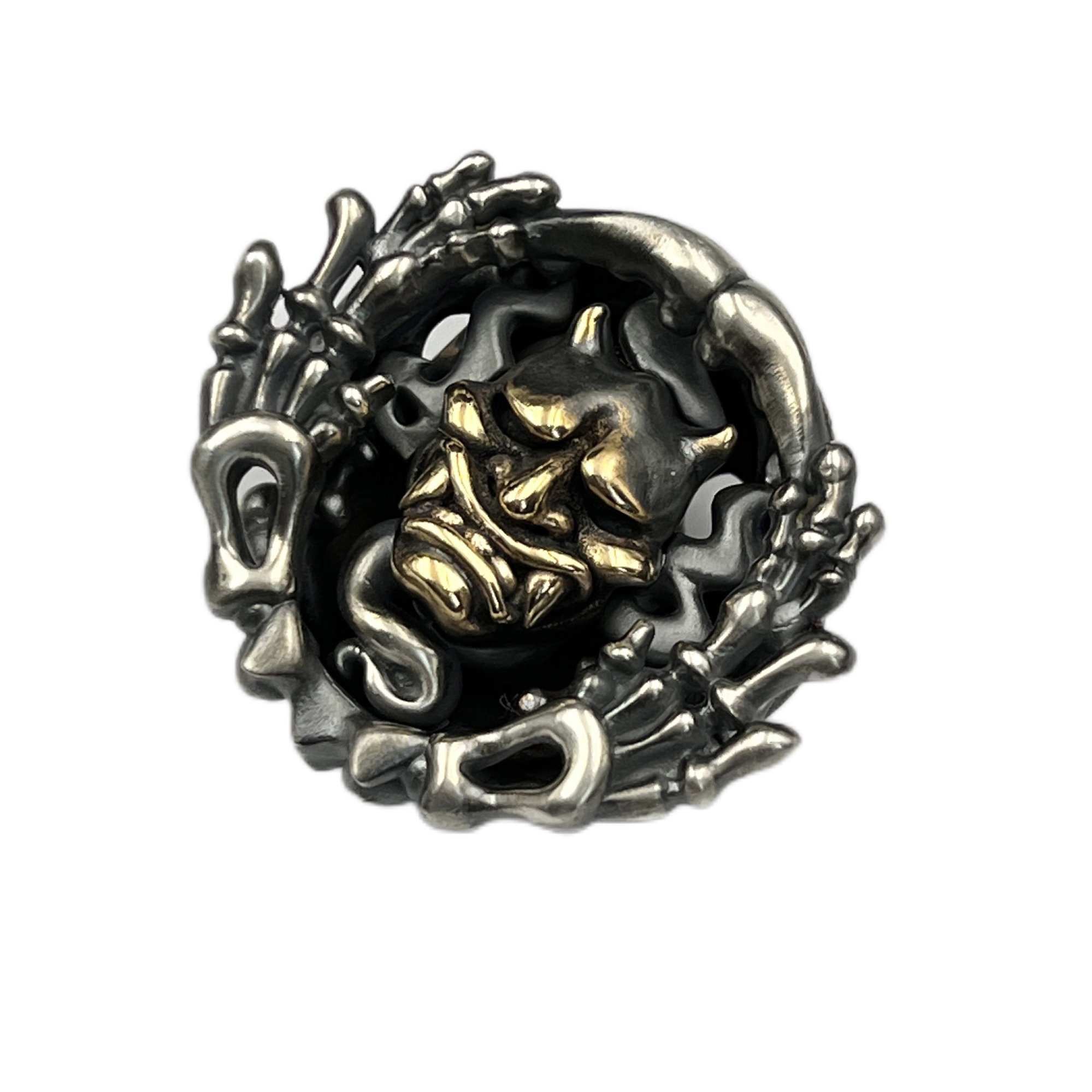Phase objects Toad Don't Worry Stone Skull Textured silver Handmake Custom ONE OFF
