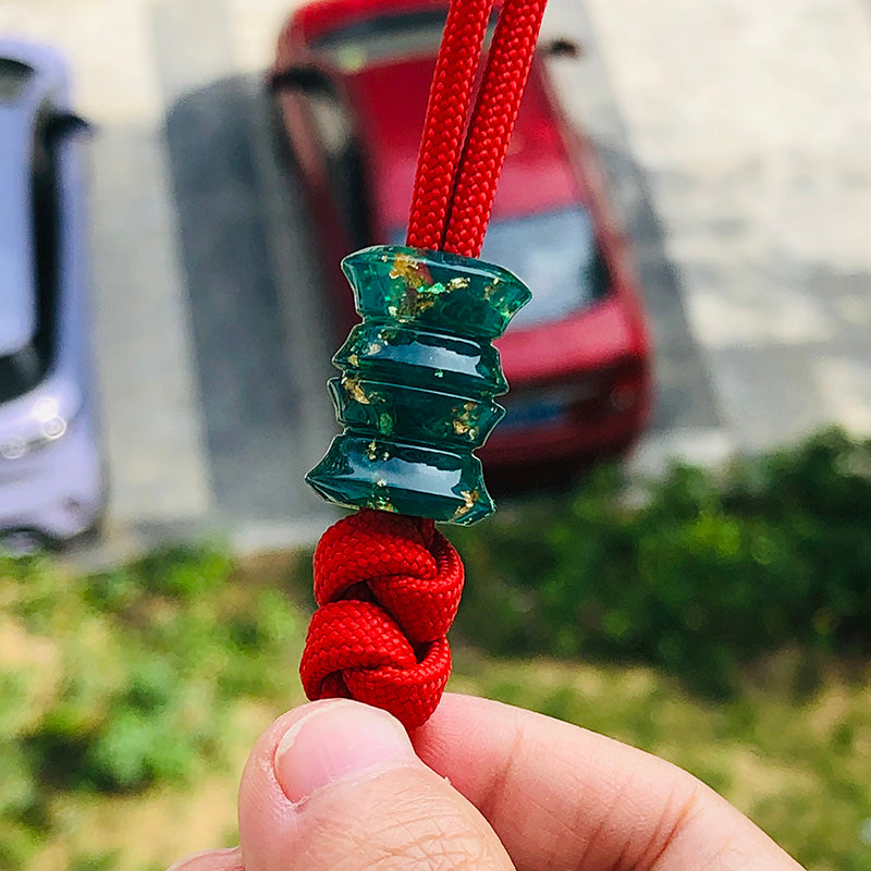 SnakeSword Green Resin Gold Foil Knife lanyard beads Knives lanyard beads