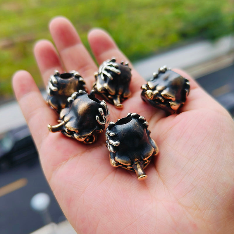 Phase OBjests Woodman Custom limit brass Silver knives lanyard beads