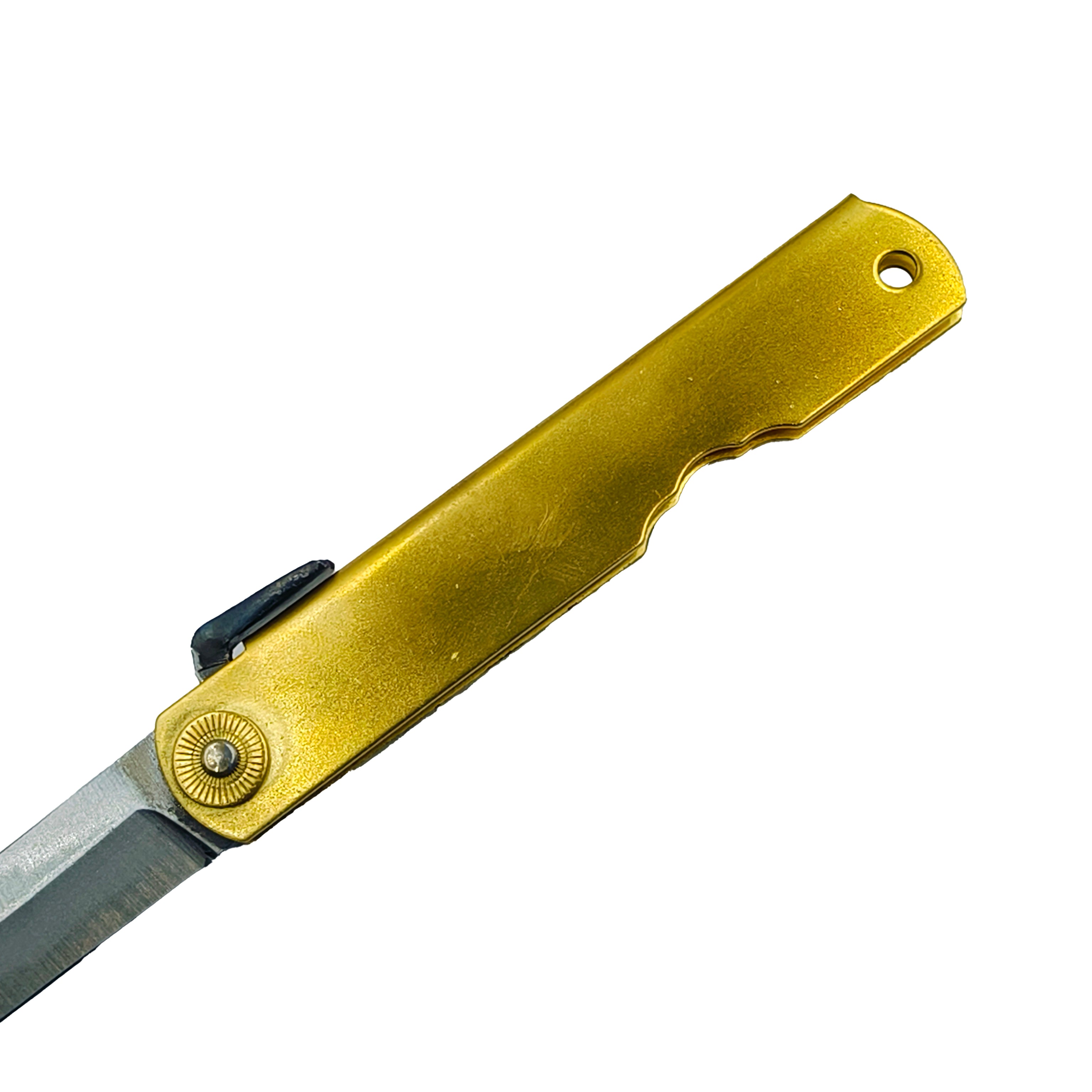 Nagao Higonokami Friction Folder Knife Brass White Steel Hand Forging Bamboo leaf shape