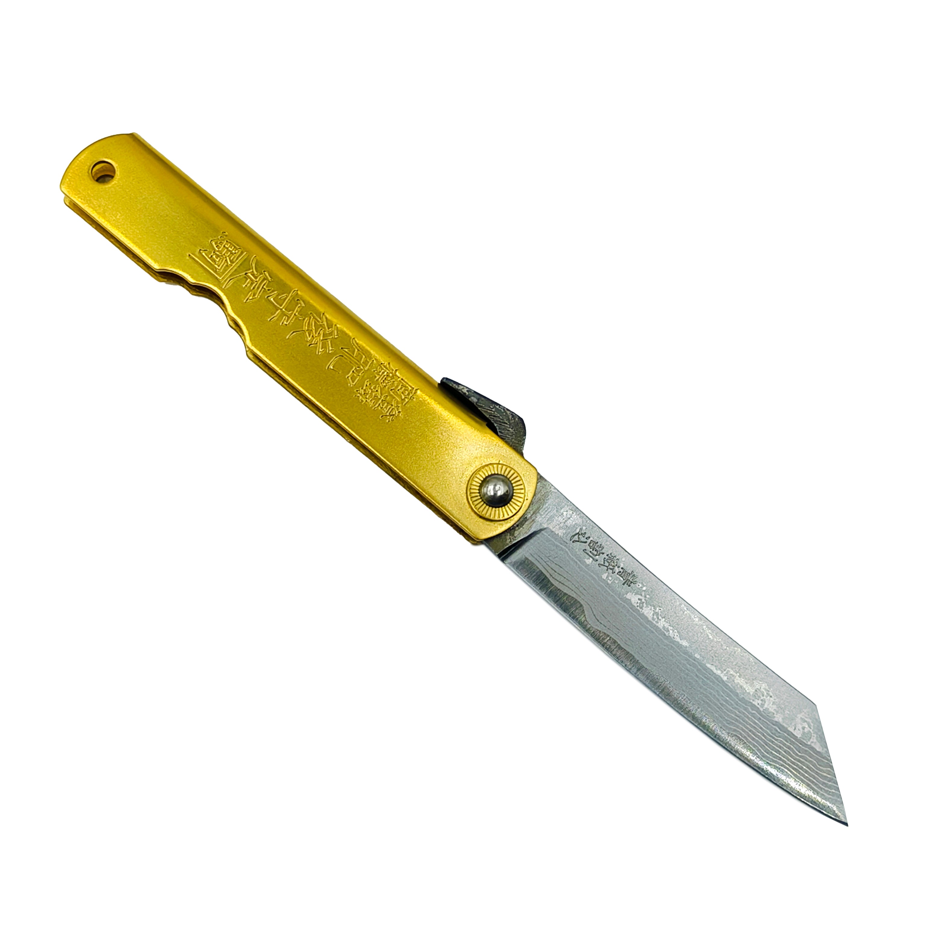 Nagao Higonokami Friction Folder Knife Brass Damascus Hand Forging
