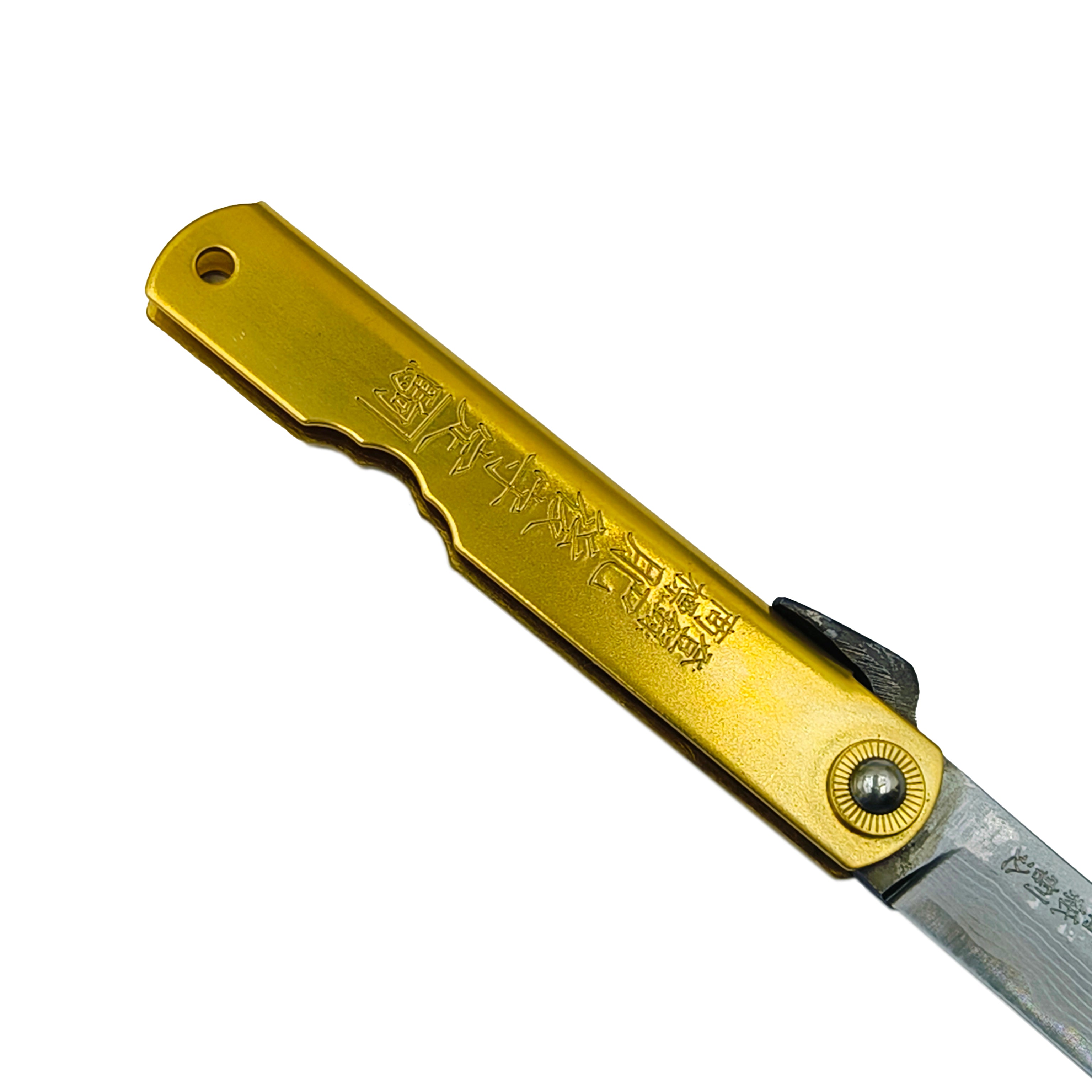 Nagao Higonokami Friction Folder Knife Brass Damascus Hand Forging