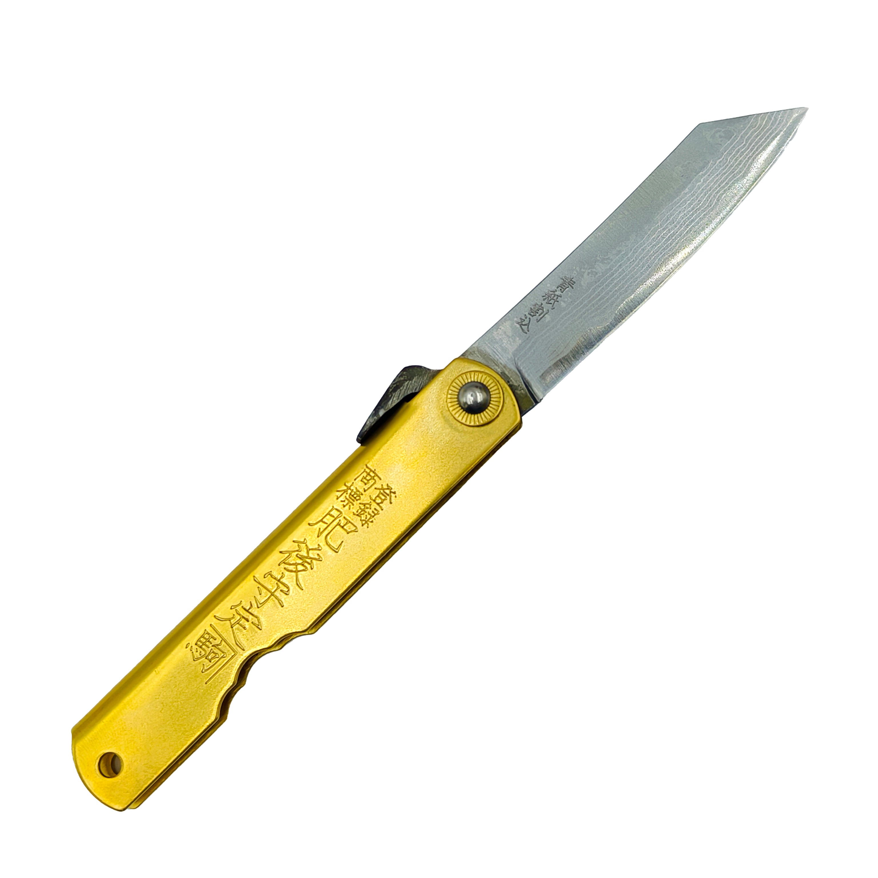 Nagao Higonokami Friction Folder Knife Brass Damascus Hand Forging