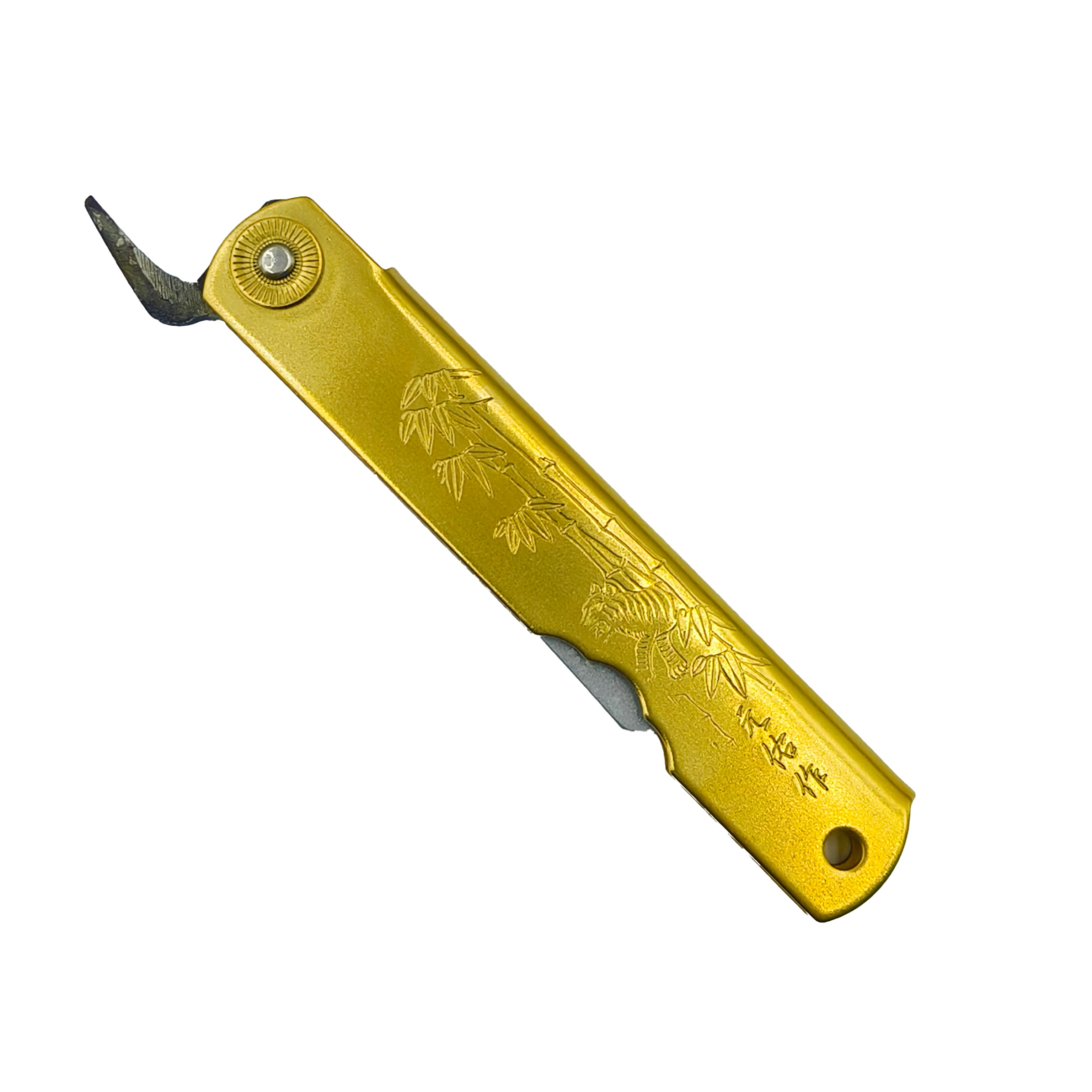 Nagao Higonokami Friction Folder Knife Brass Damascus Hand Forging