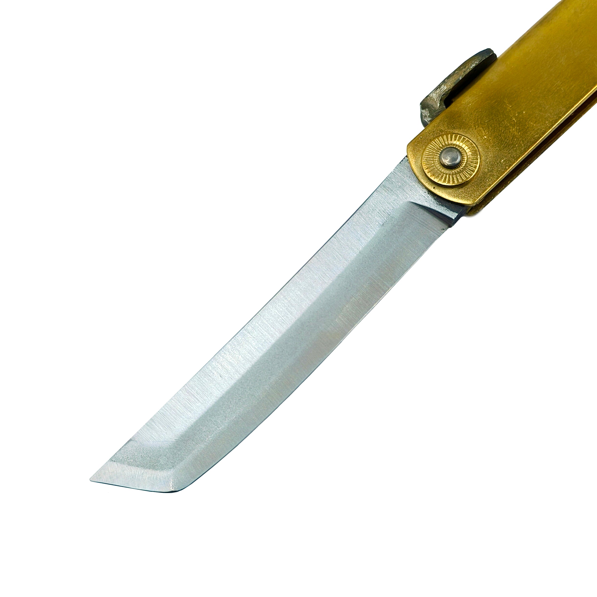 Nagao Higonokami Friction Folder Knife Brass Handle White Steel Hand Forging Tanto