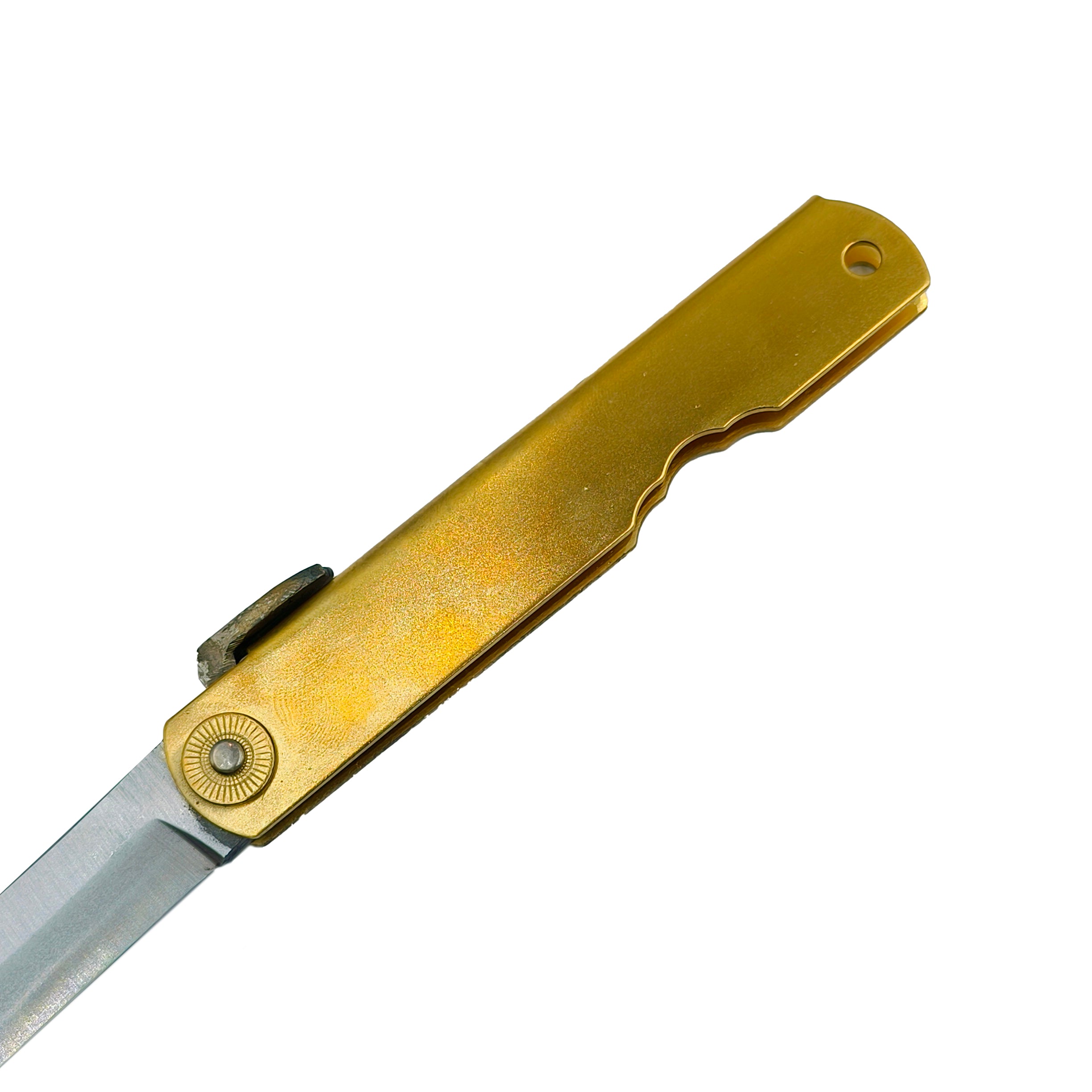 Nagao Higonokami Friction Folder Knife Brass Handle White Steel Hand Forging Tanto