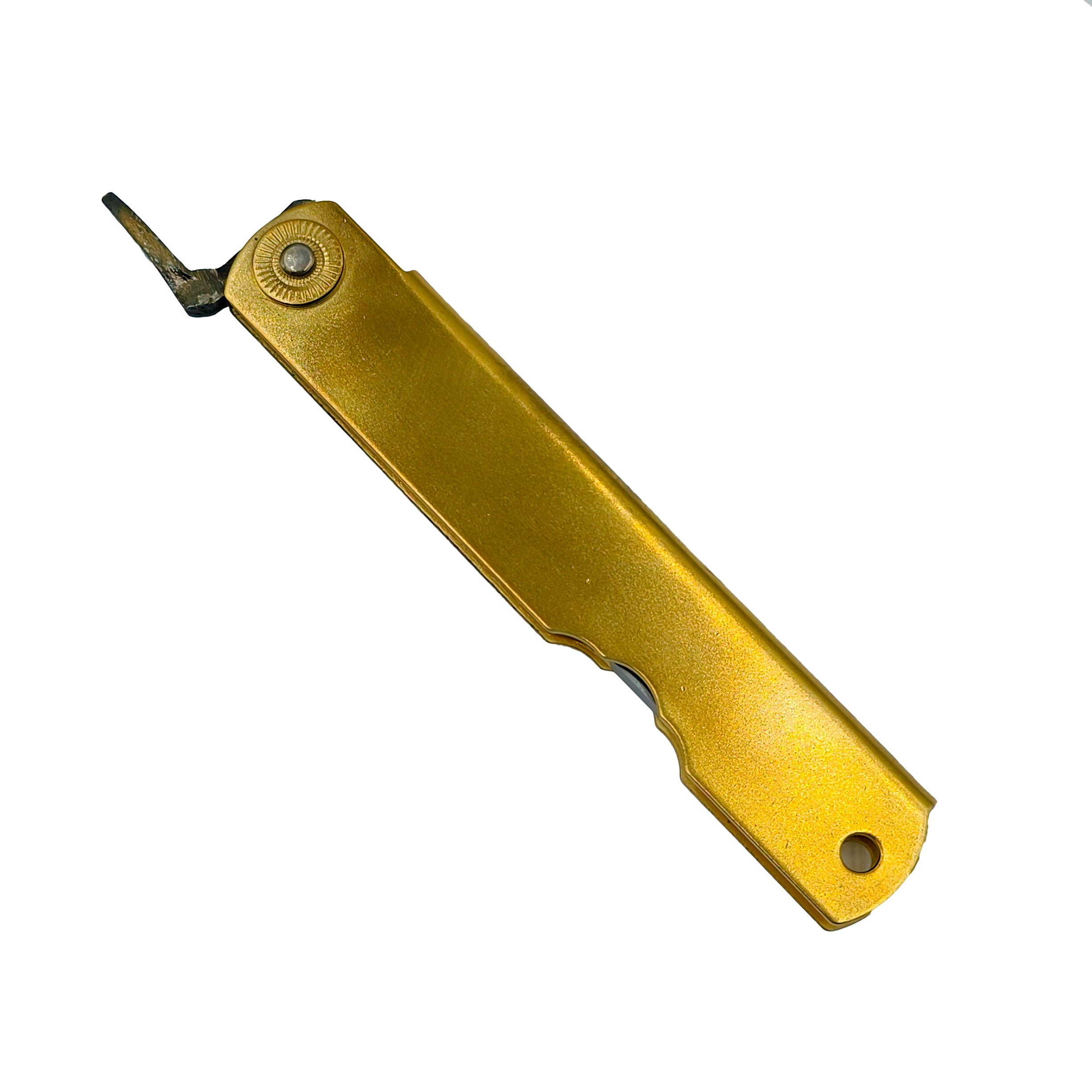 Nagao Higonokami Friction Folder Knife Brass Handle White Steel Hand Forging Tanto