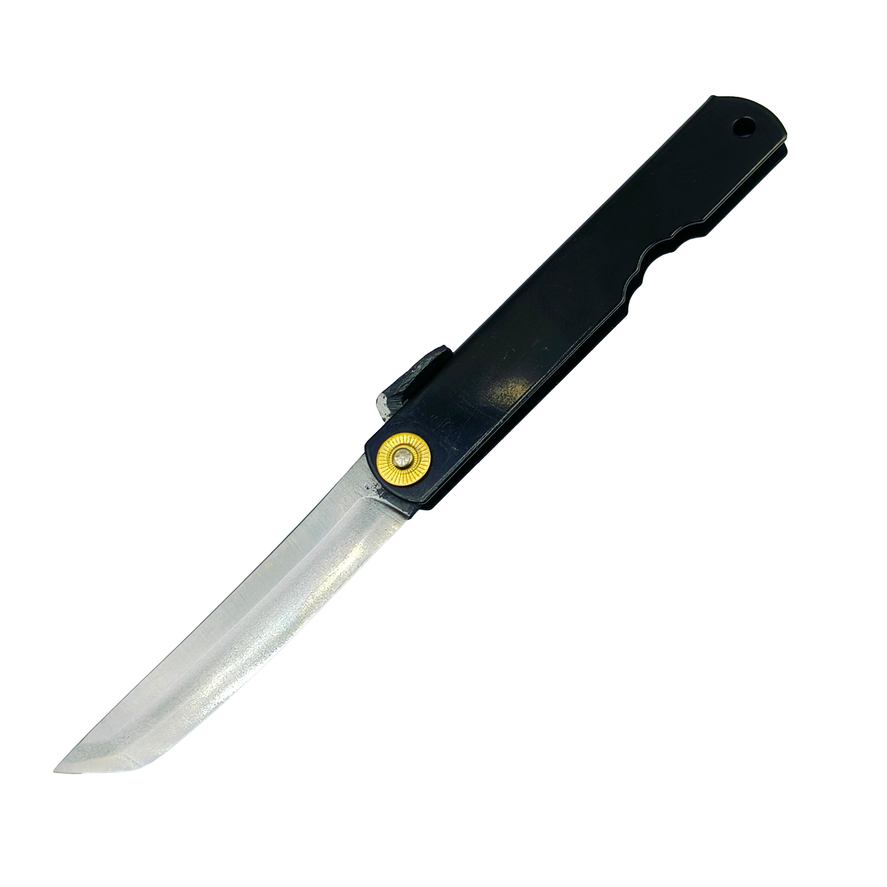 Nagao Higonokami Friction Folder Knife Black Brass Handle White Steel Hand Forging Tanto