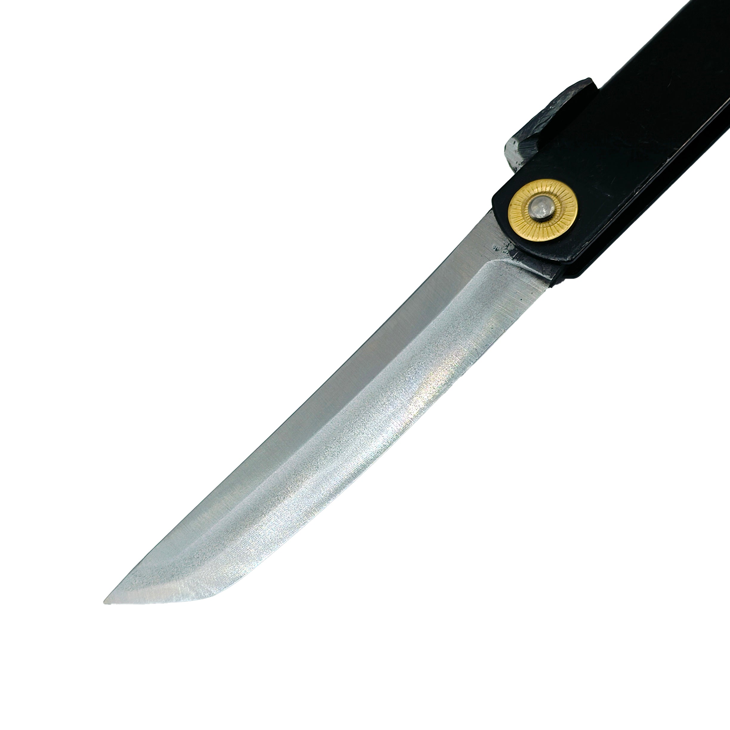 Nagao Higonokami Friction Folder Knife Black Brass Handle White Steel Hand Forging Tanto