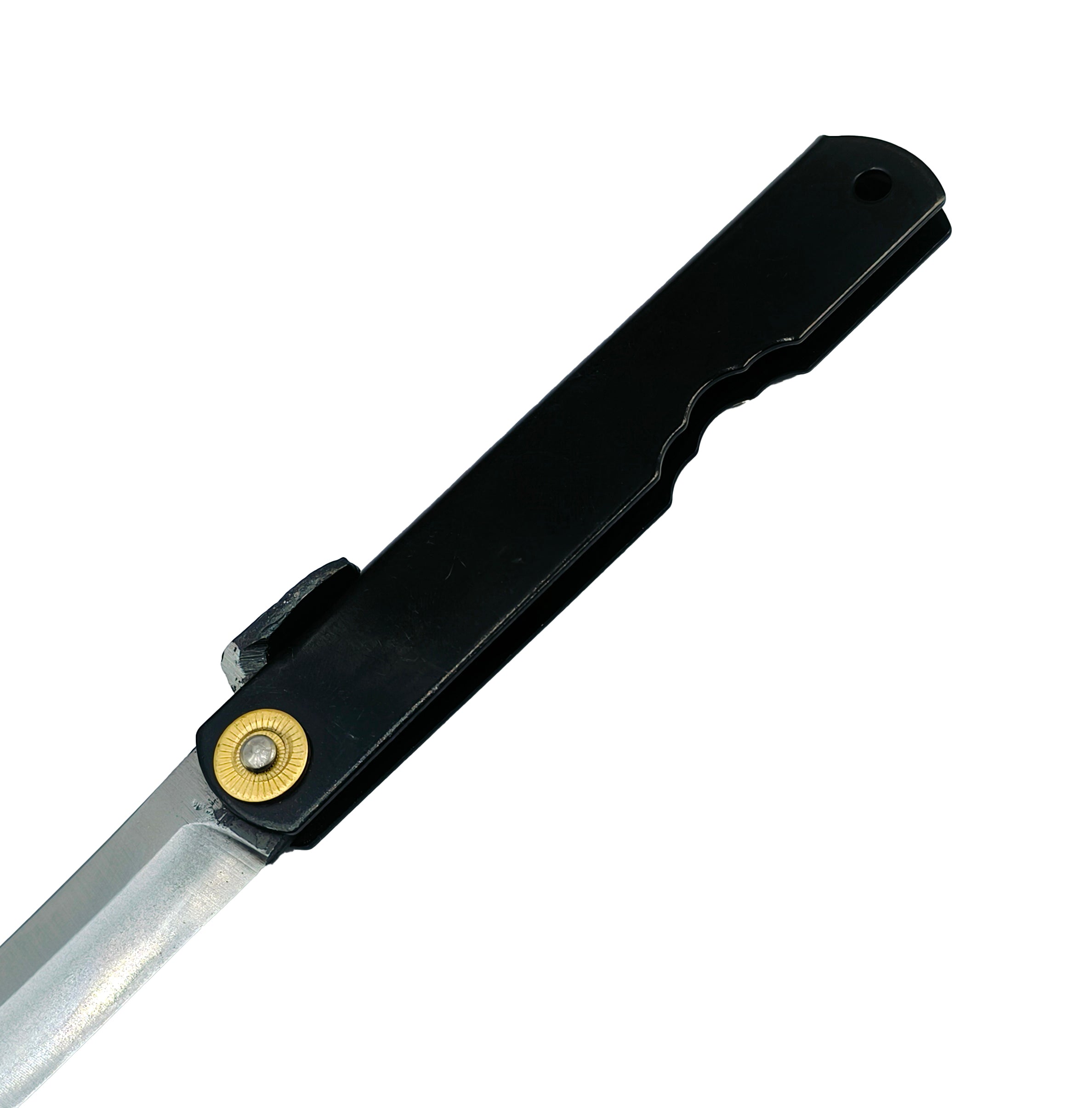 Nagao Higonokami Friction Folder Knife Black Brass Handle White Steel Hand Forging Tanto