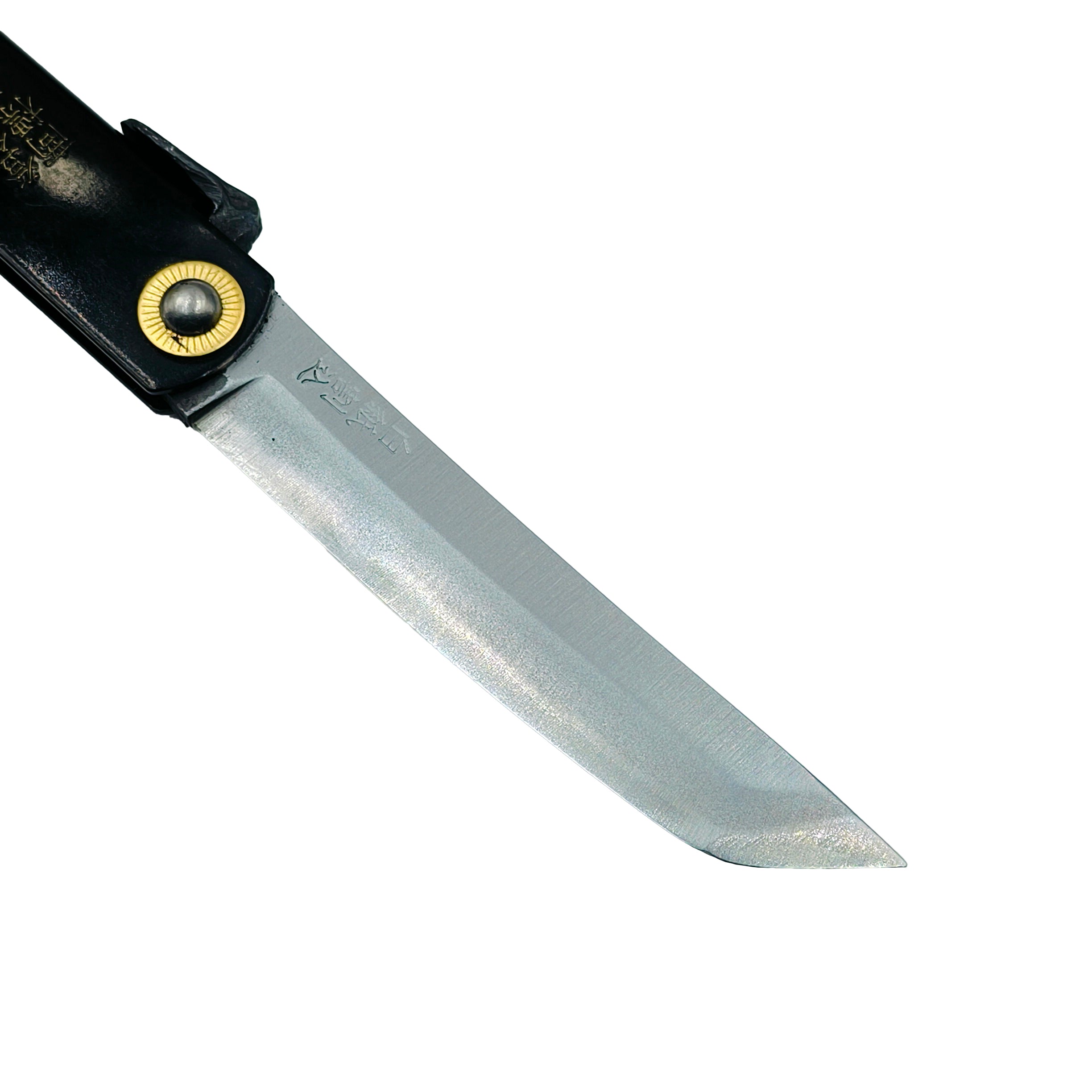 Nagao Higonokami Friction Folder Knife Black Brass Handle White Steel Hand Forging Tanto