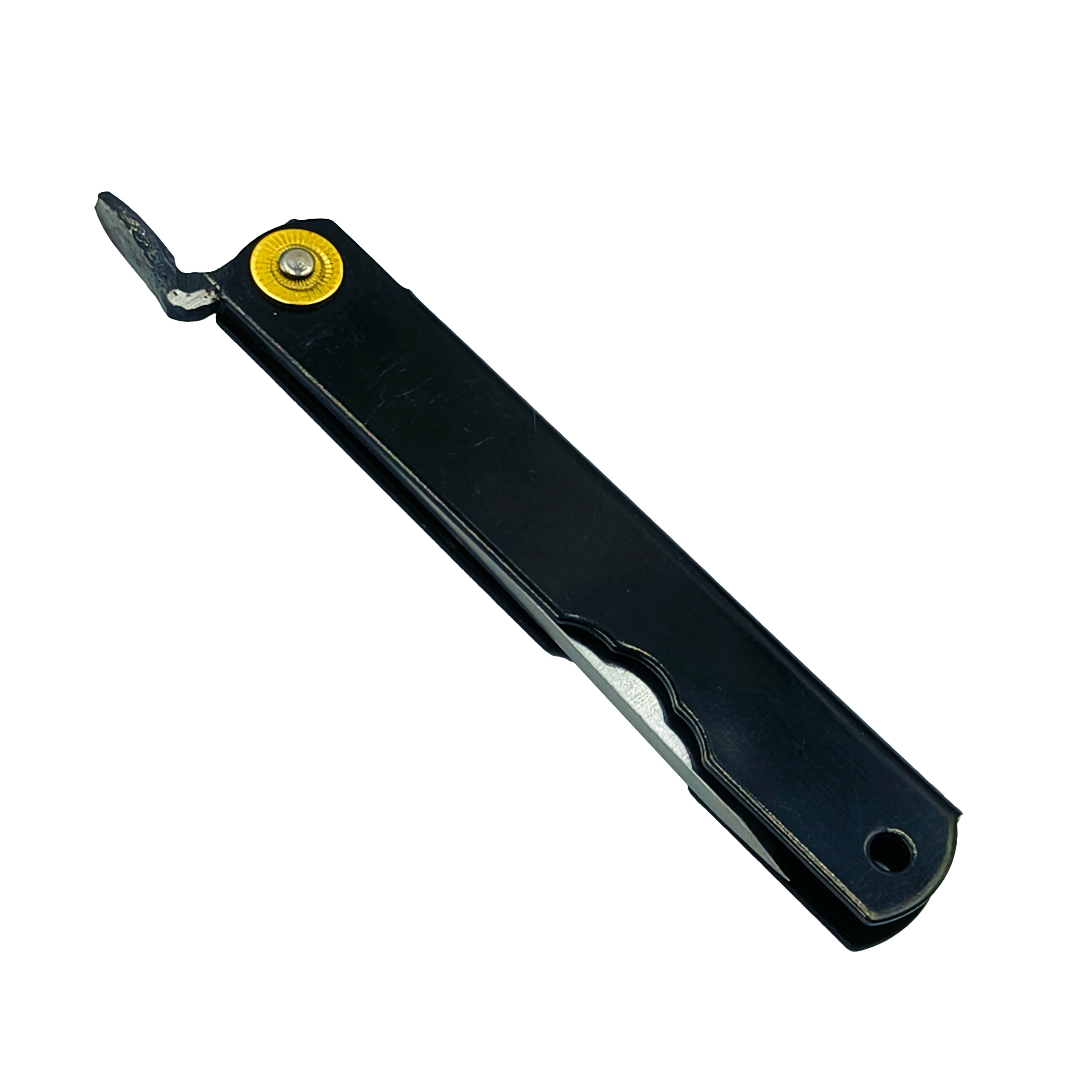 Nagao Higonokami Friction Folder Knife Black Brass Handle White Steel Hand Forging Tanto