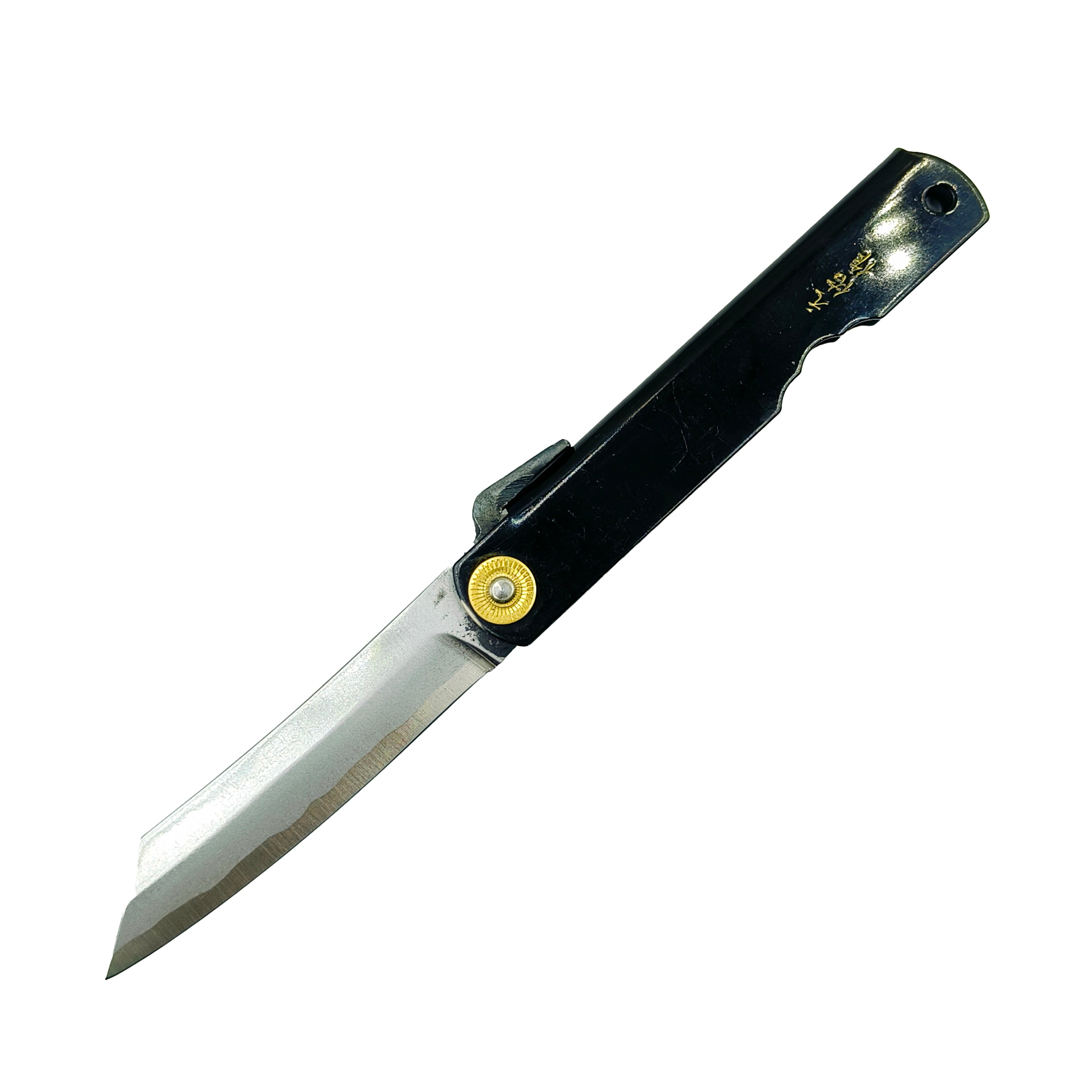 Nagao Higonokami Friction Folder Knife Black Brass Handle Blue paper steel Forging Special Handmake