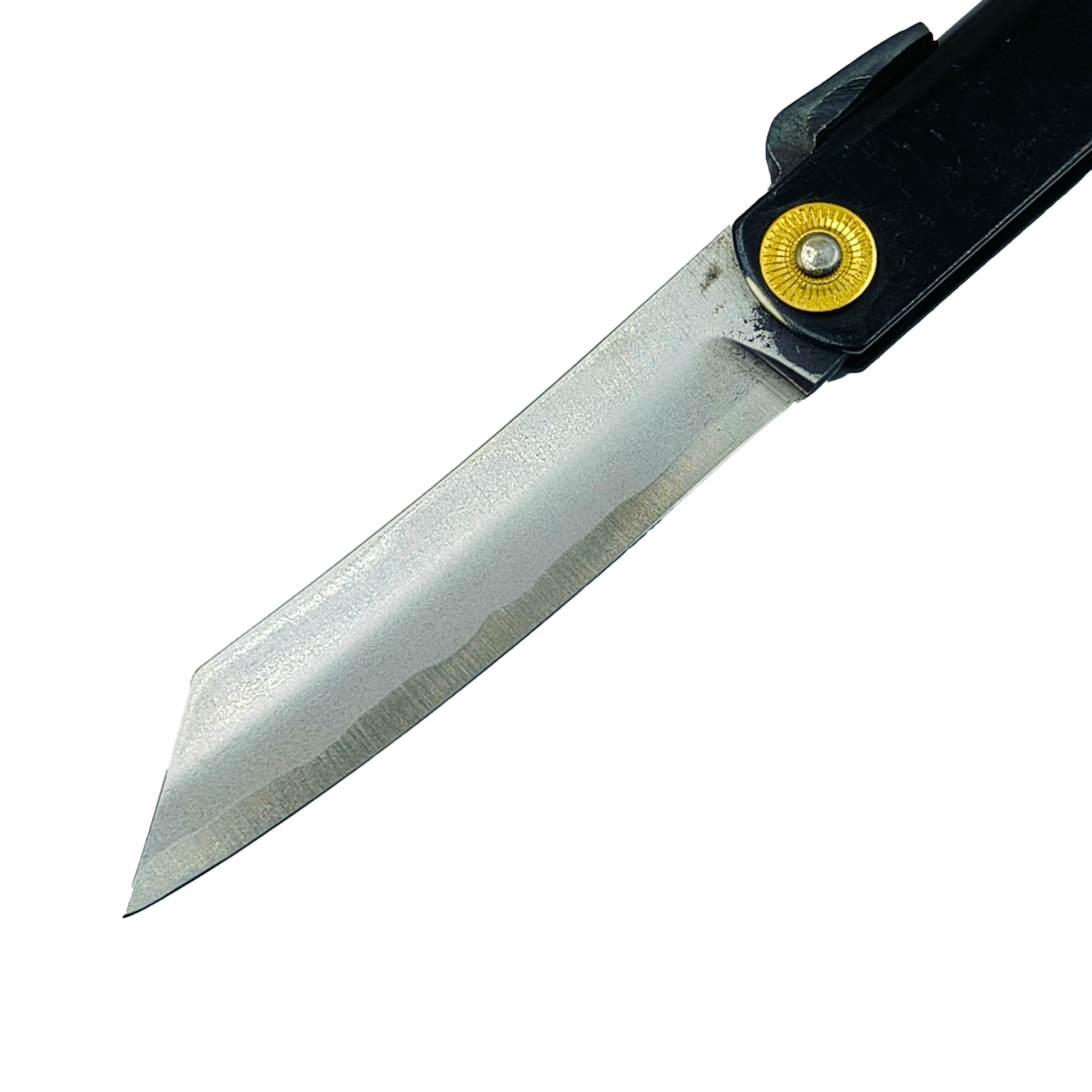 Nagao Higonokami Friction Folder Knife Black Brass Handle Blue paper steel Forging Special Handmake
