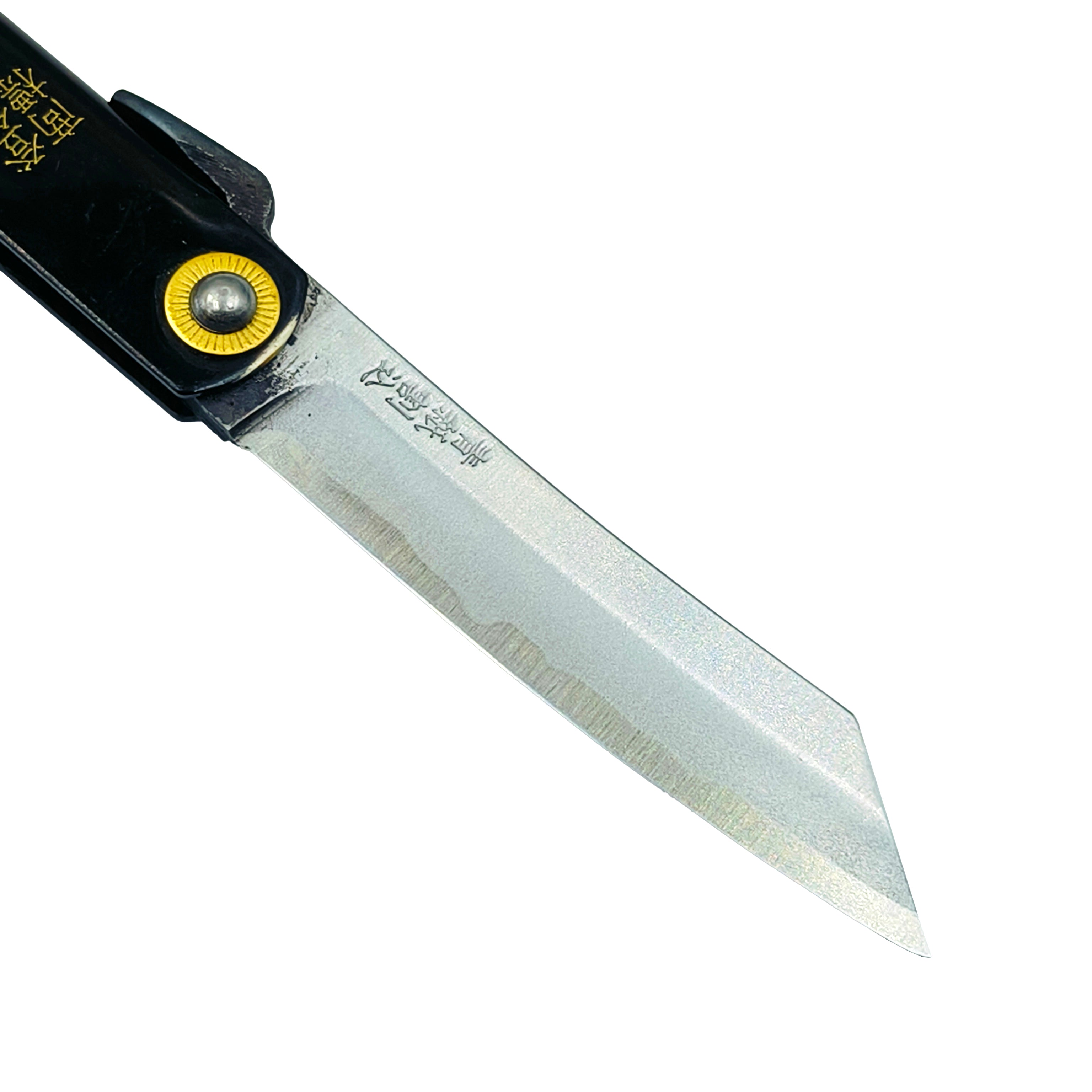 Nagao Higonokami Friction Folder Knife Black Brass Handle Blue paper steel Forging Special Handmake