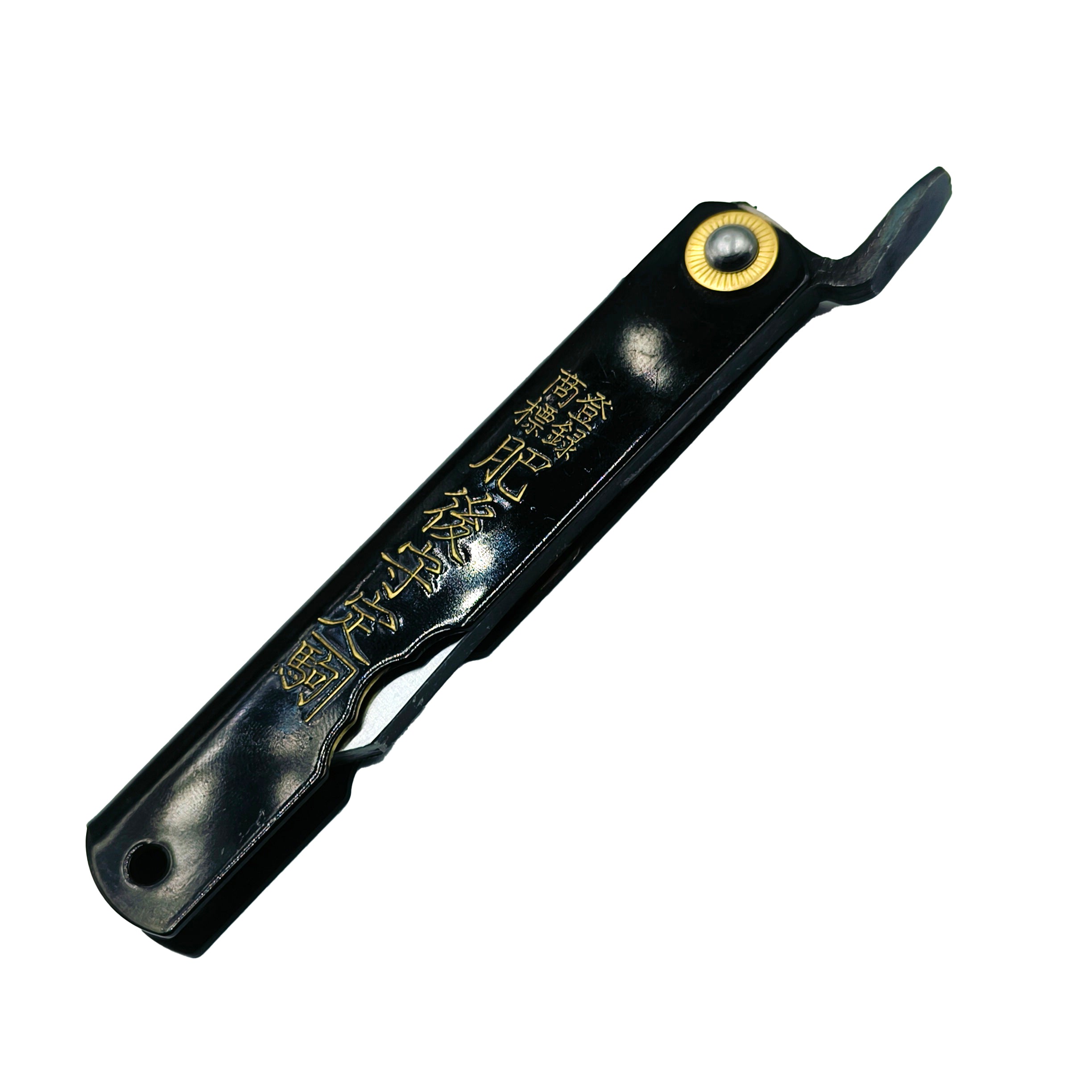 Nagao Higonokami Friction Folder Knife Black Brass Handle Blue paper steel Forging Special Handmake