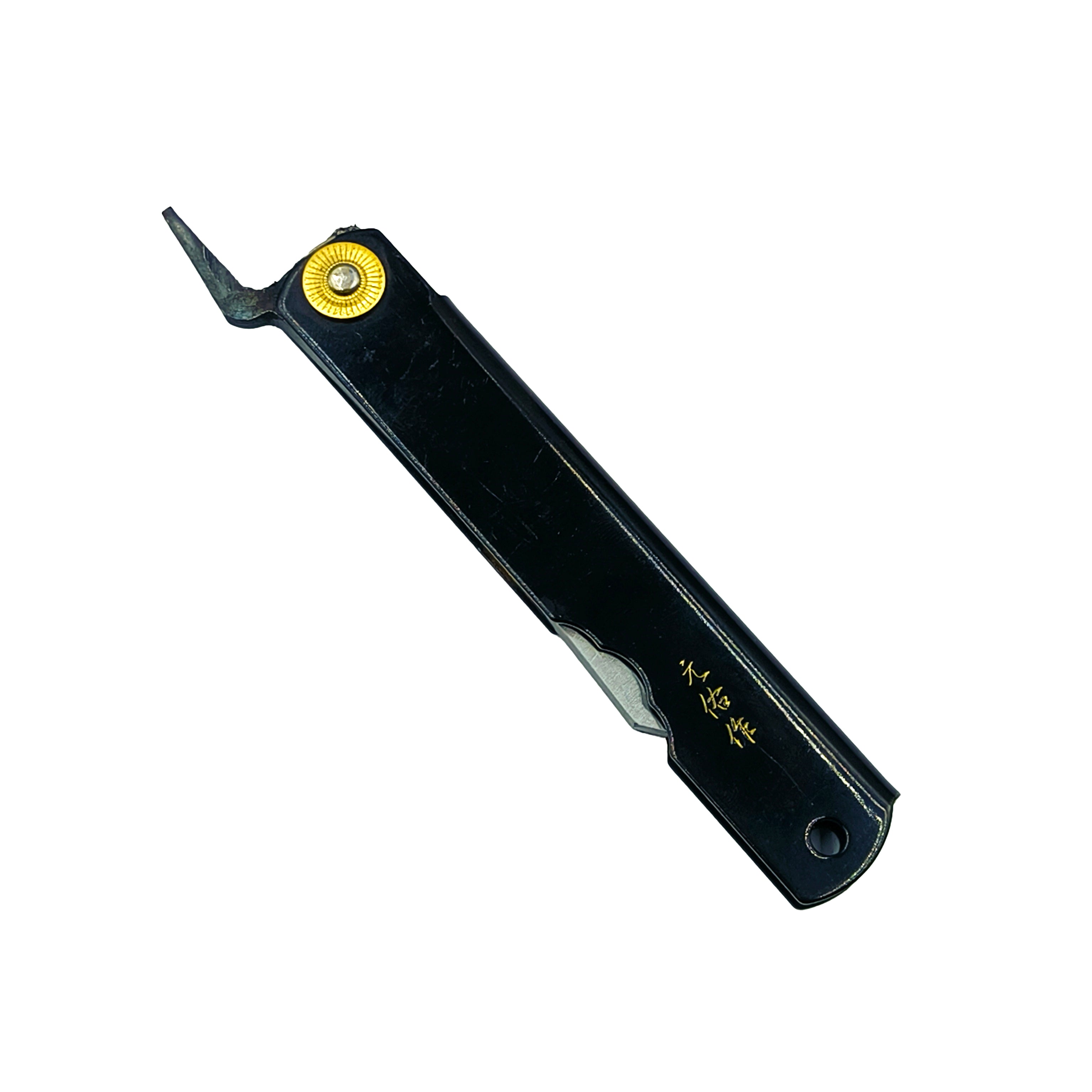 Nagao Higonokami Friction Folder Knife Black Brass Handle Blue paper steel Forging Special Handmake