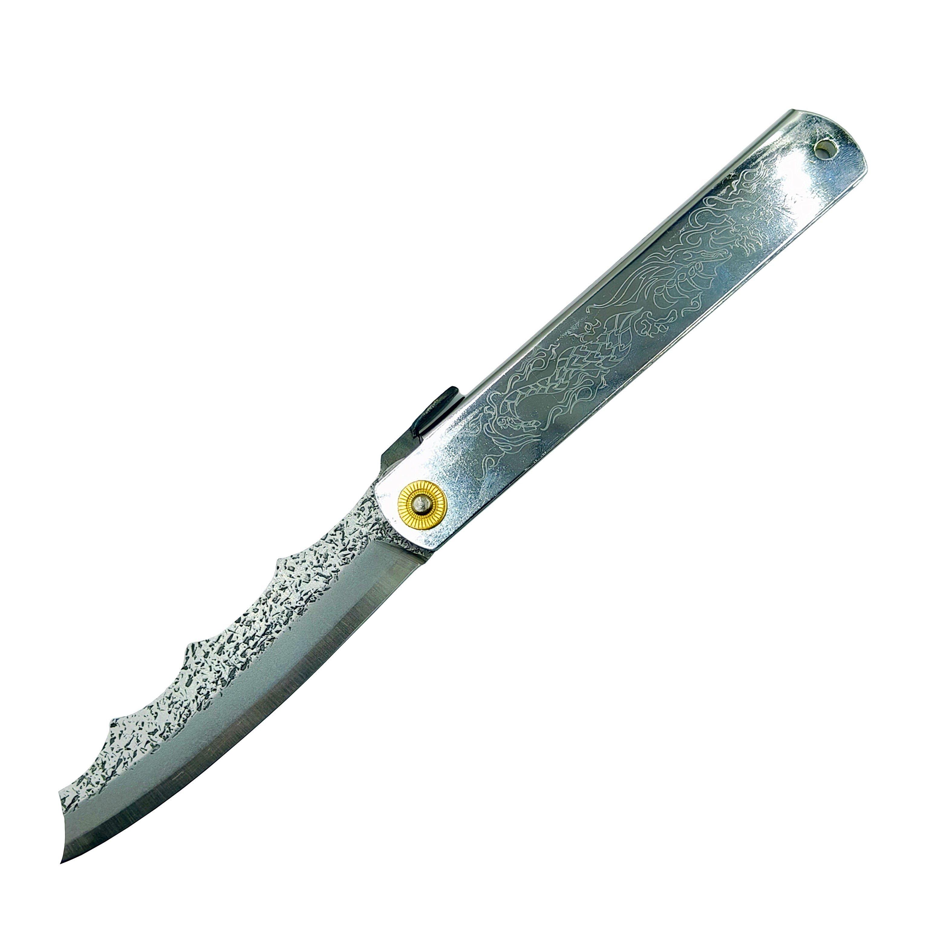 Nagao Higonokami Ryubu Dragon Friction Folder Knife Lron Plating Chromium Handle