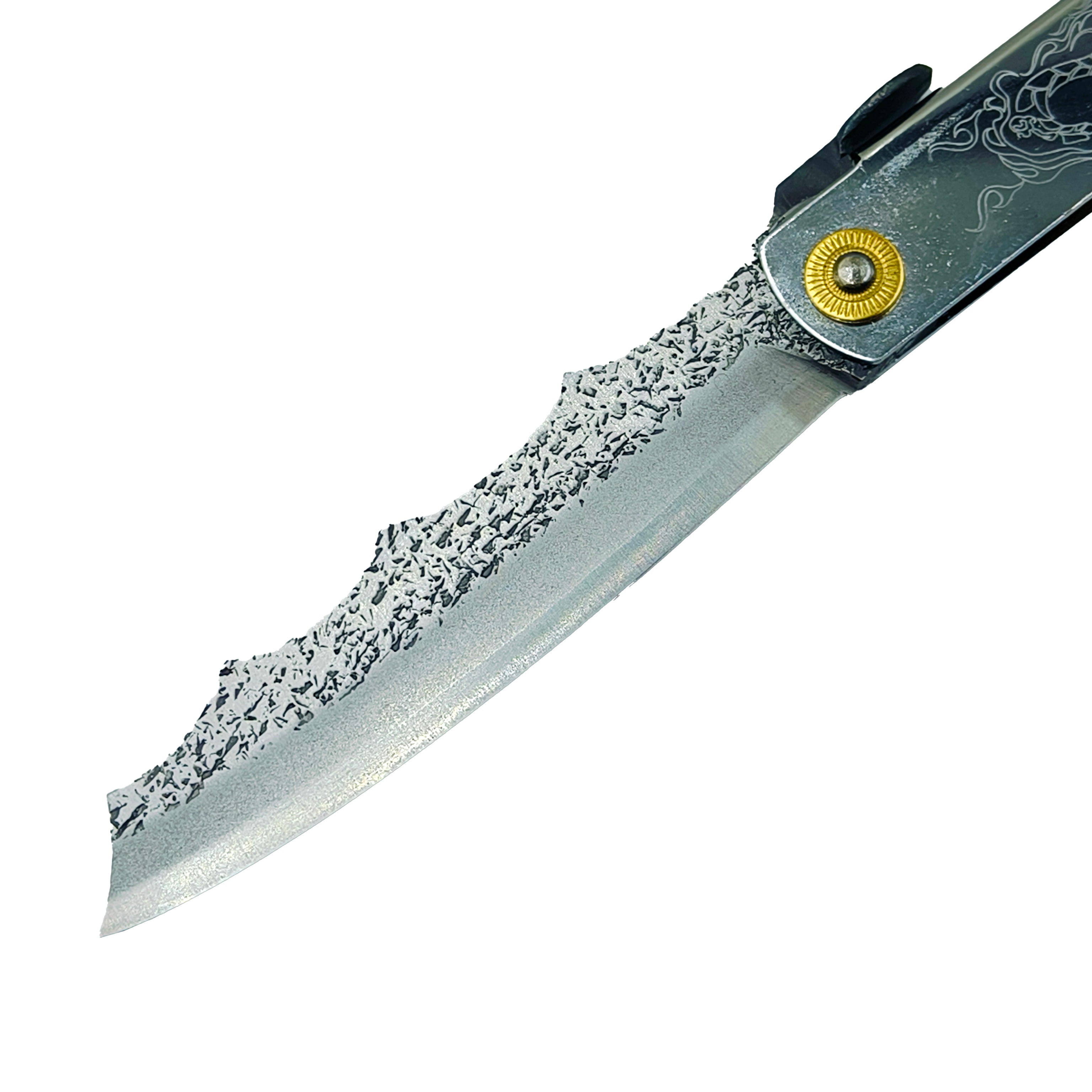 Nagao Higonokami Ryubu Dragon Friction Folder Knife Lron Plating Chromium Handle