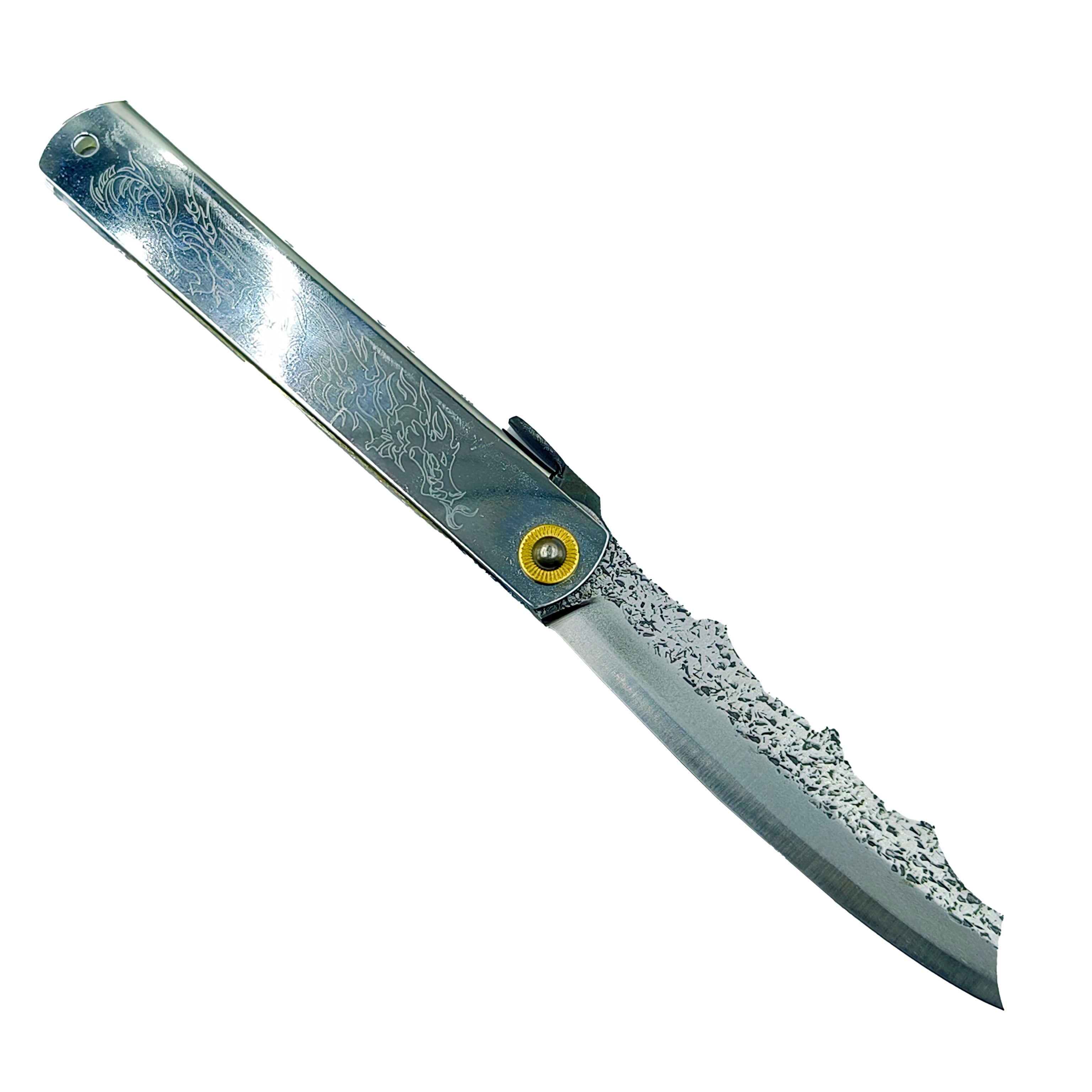 Nagao Higonokami Ryubu Dragon Friction Folder Knife Lron Plating Chromium Handle