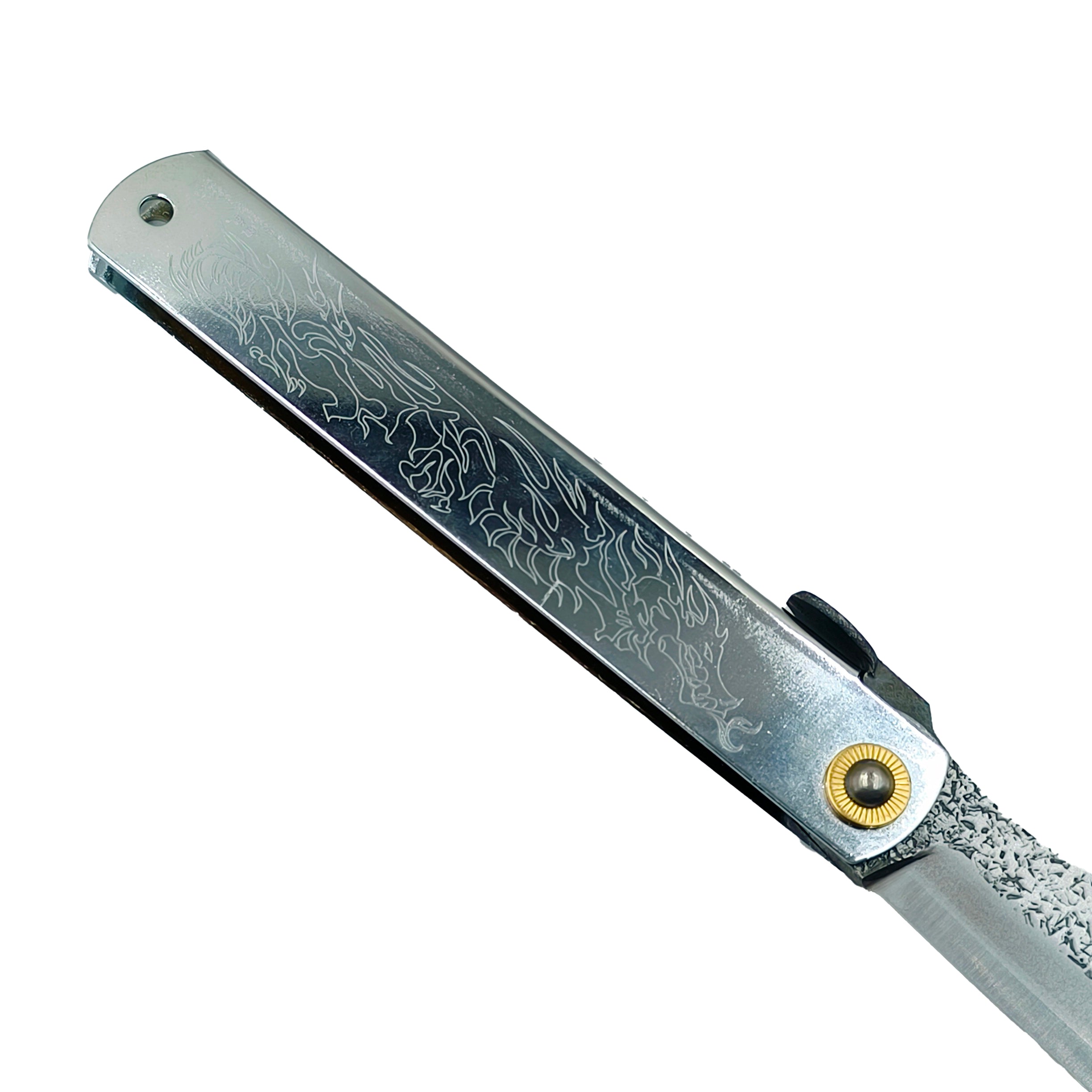 Nagao Higonokami Ryubu Dragon Friction Folder Knife Lron Plating Chromium Handle