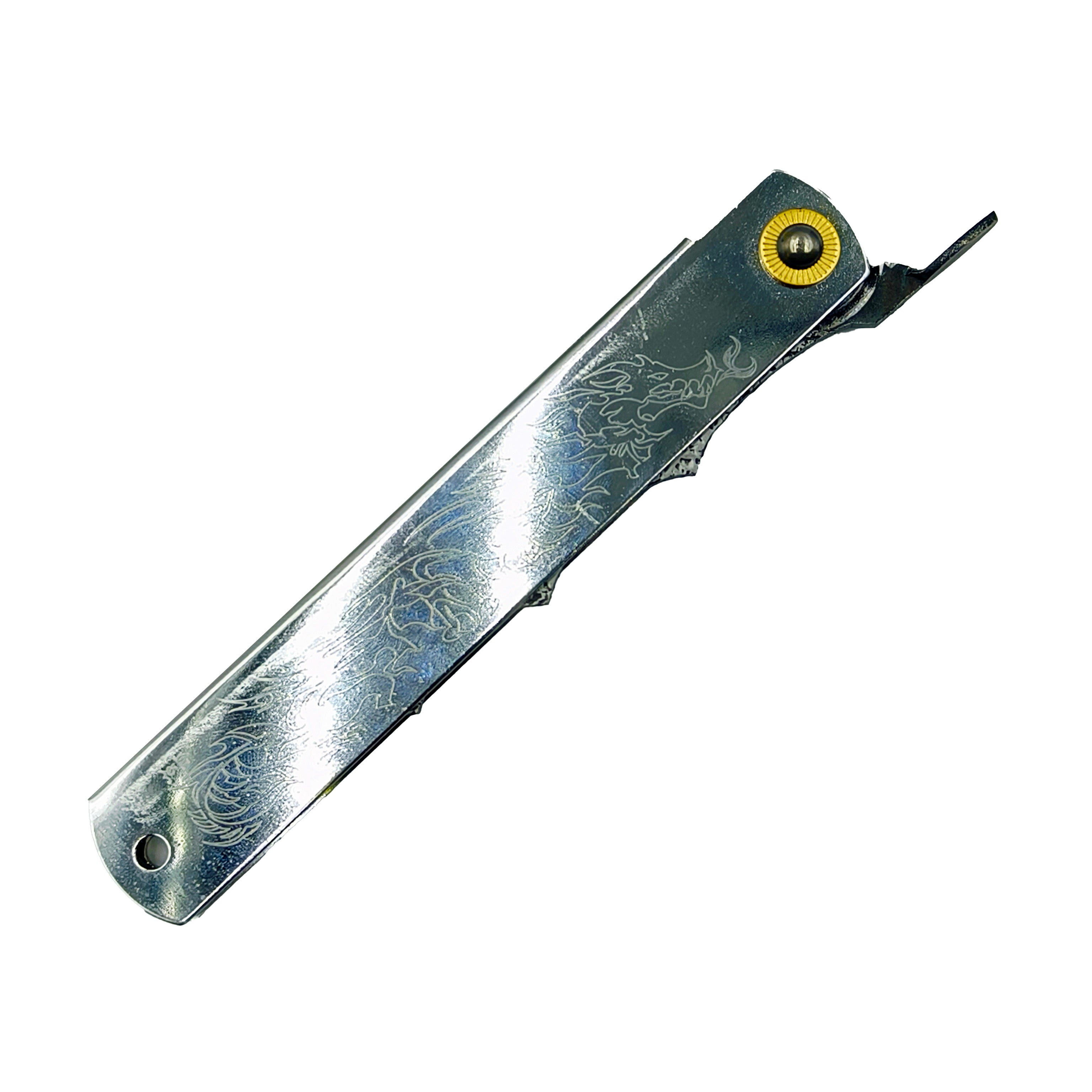 Nagao Higonokami Ryubu Dragon Friction Folder Knife Lron Plating Chromium Handle