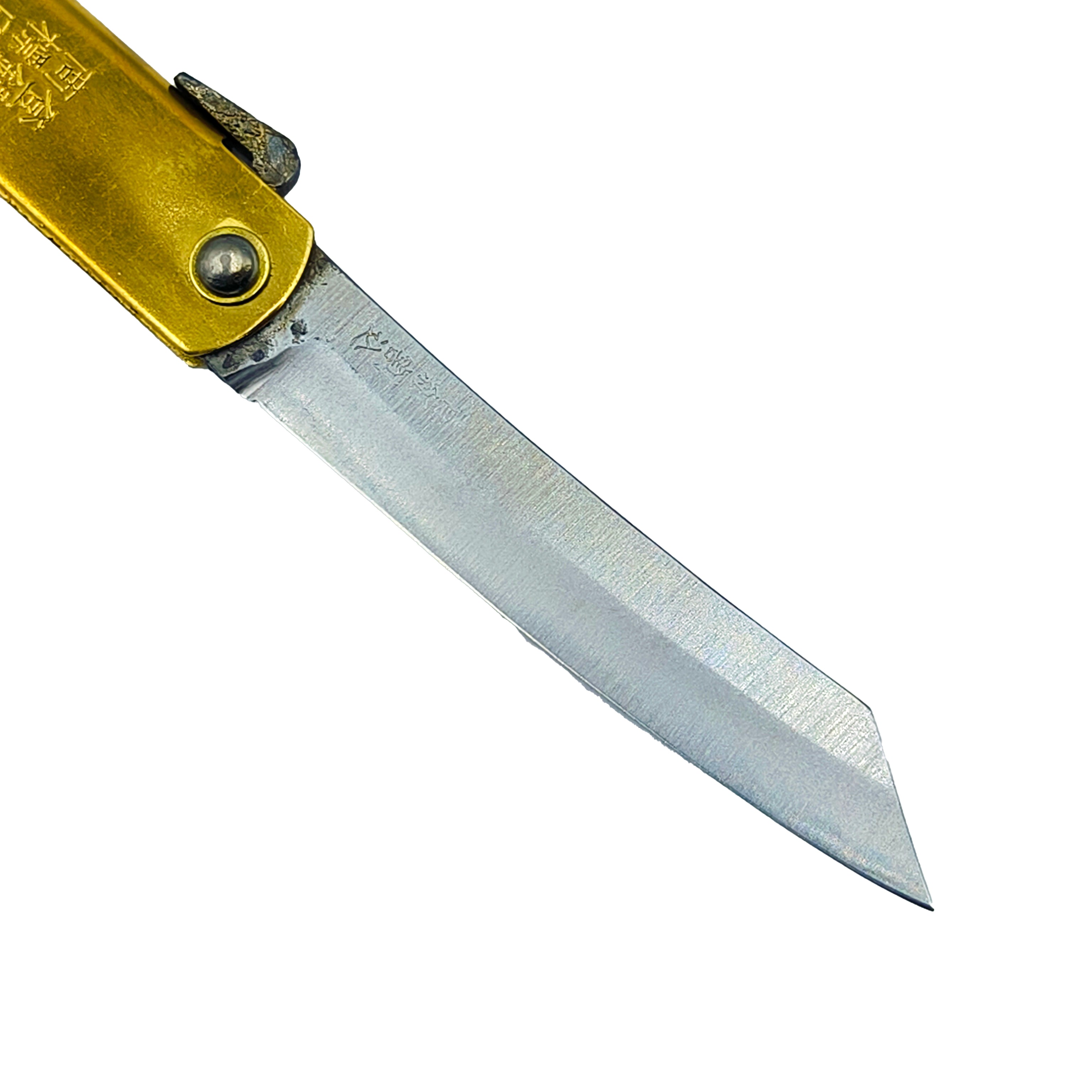 Nagao Higonokami Friction Folder Knife Brass Handle Blue paper Steel Hand Forging Tanto Large 17CM