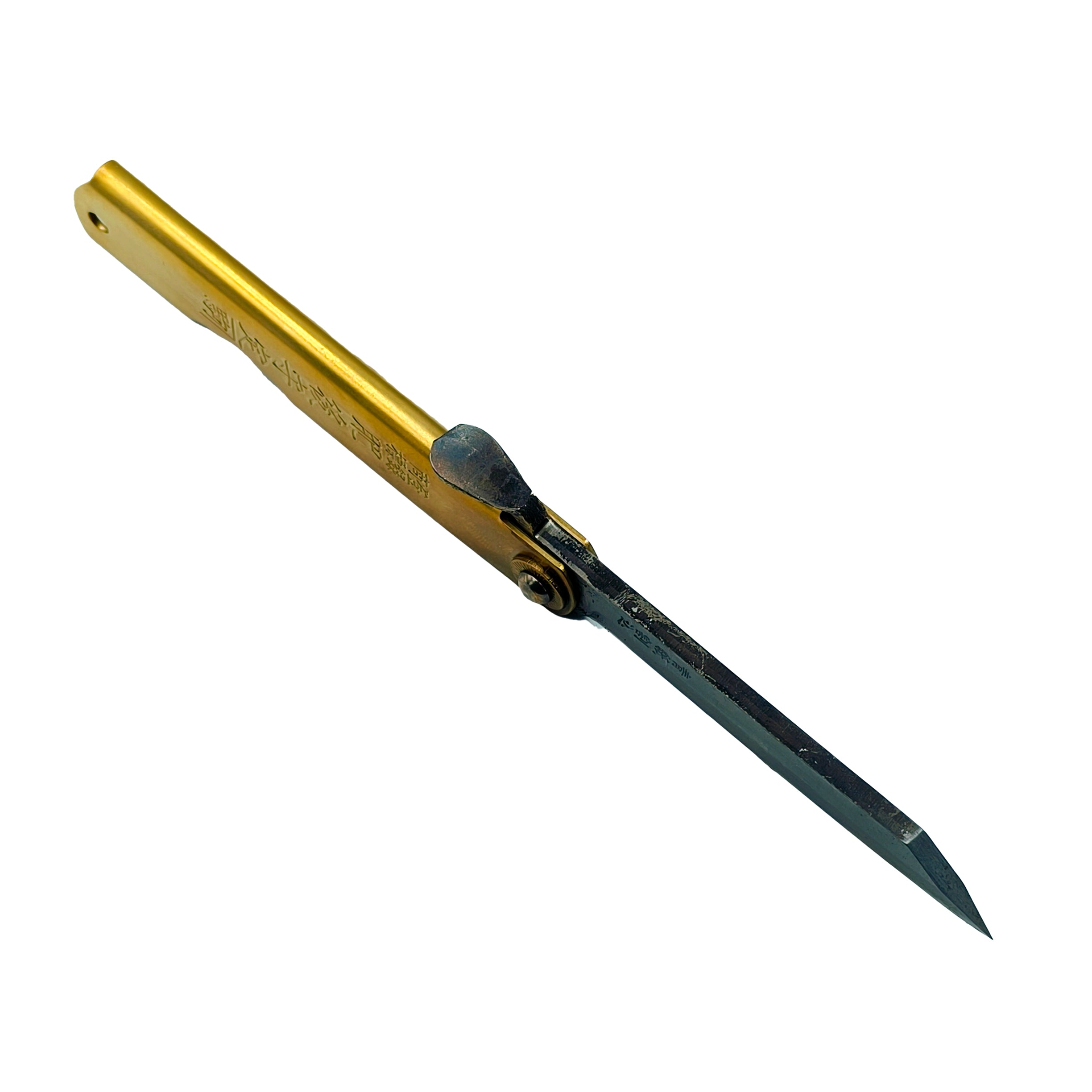 Nagao Higonokami Friction Folder Knife Black Brass Handle Blue paper steel Forging Special Handmake Tanto